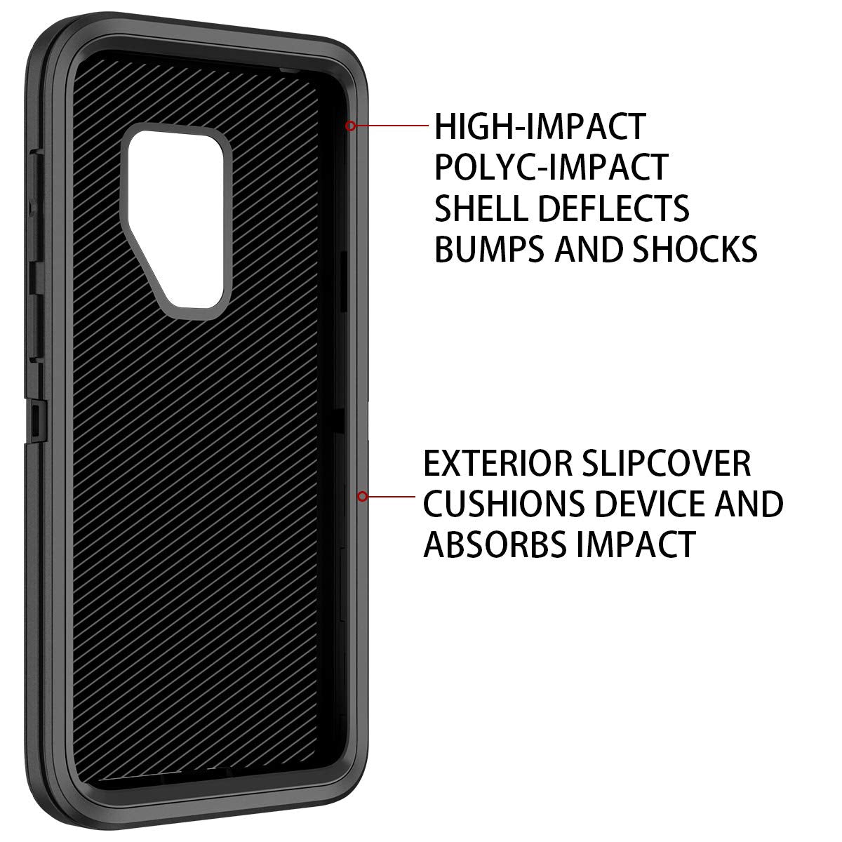 I-HONVA Samsung Galaxy S9 Plus Shockproof Dust/Drop Proof 3-Layer Full Body Protection Phone Case Polycarbonate Black
