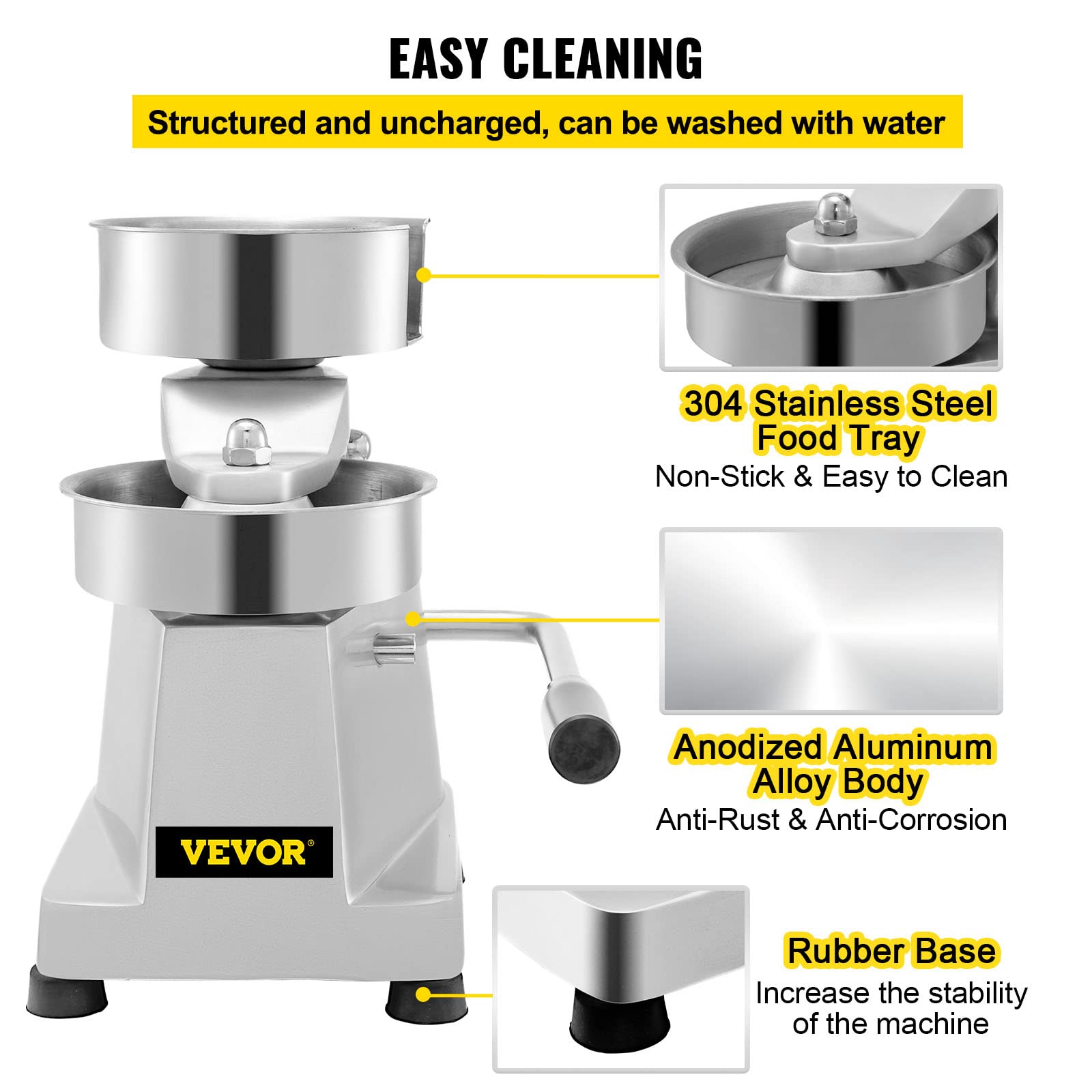 Vbenlem Commercial Hamburger Patty Maker 150Mm/6Inch Stainless Steel Burger Press Heavy Duty Hamburger Press Meat Patty Maker Ha