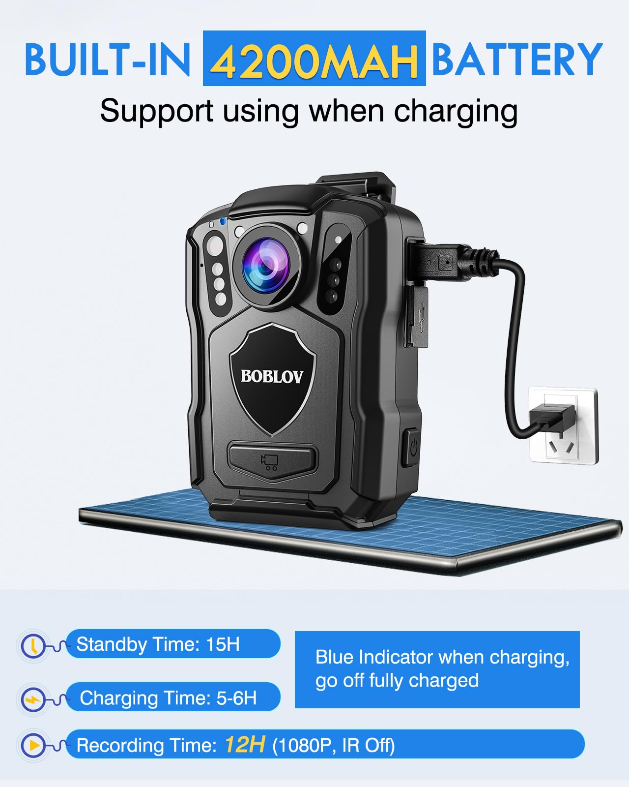 Boblov M5 Body Worn Camera, 2K Hd 64Gb Police Body Camera For Law Enforcement, 4200Mah Battery For 12Hours Video Record, Ip67 Wa