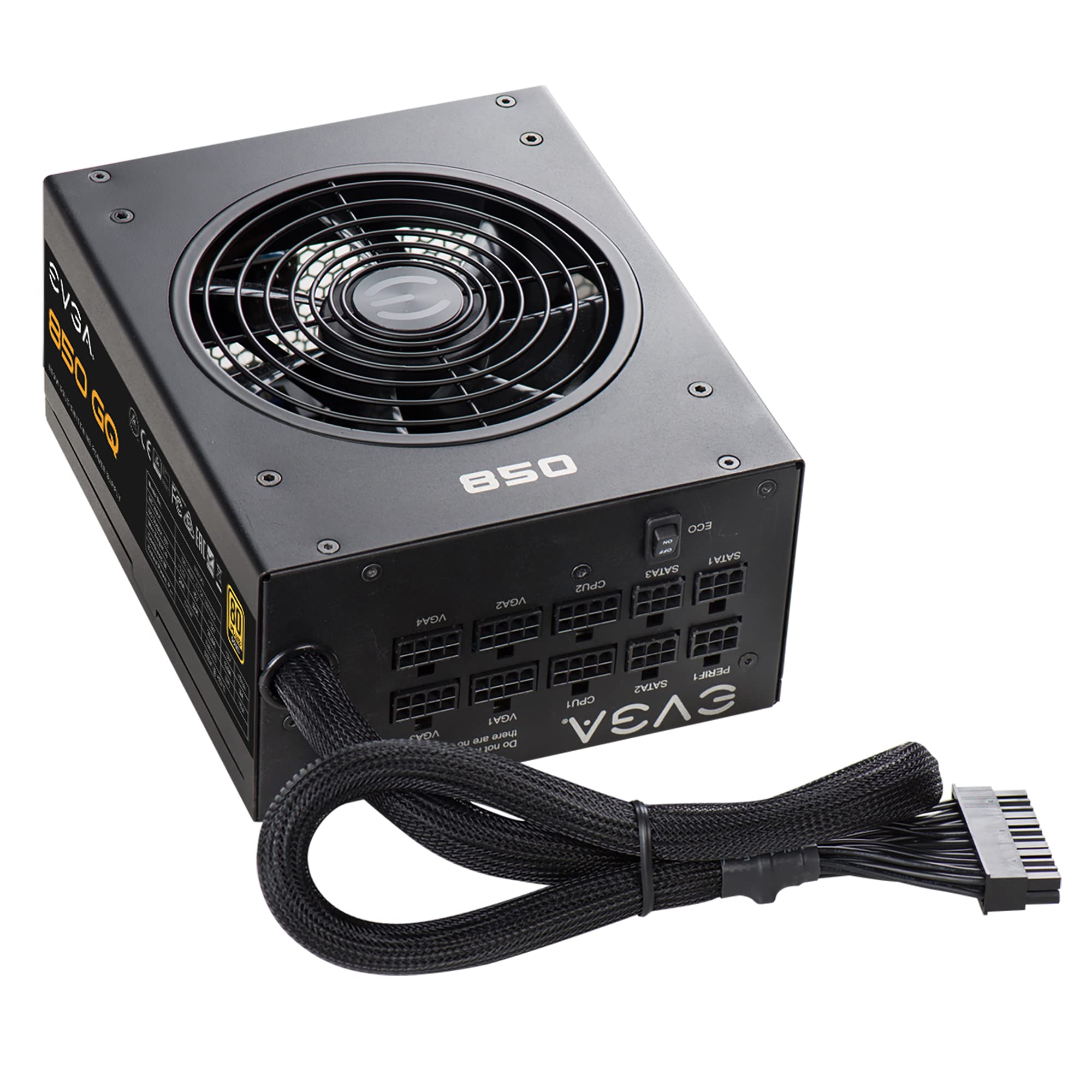 Evga 850 Gq, 80+ Gold 850W, Semi Modular, Evga Eco Mode, 5 Year Warranty, Power Supply 210-Gq-0850-V1,Black