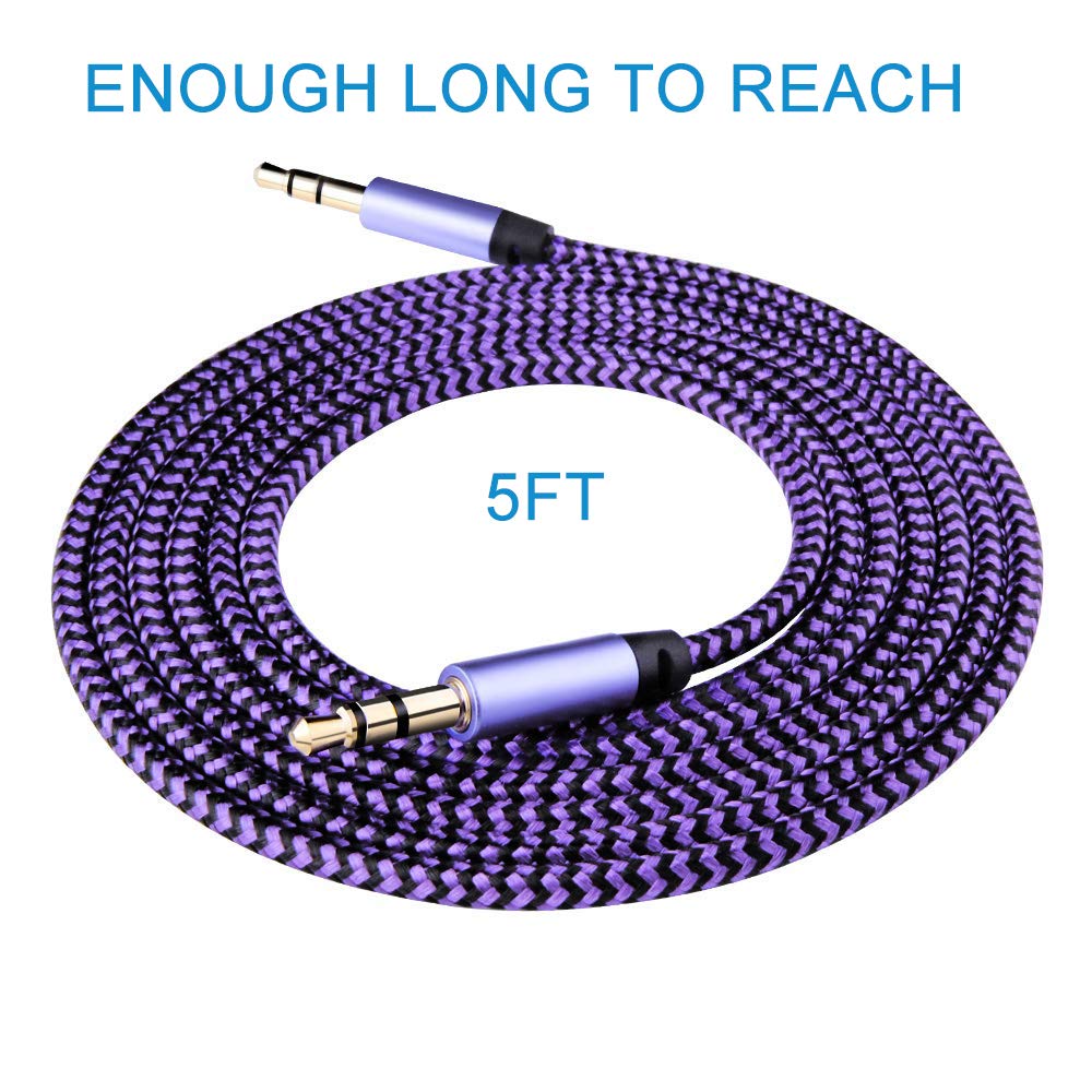 Ailkin Aux Cord For Car, 2 Pack 3.5Mm Auxiliary Audio Cable, Braided Stereo Aux Chords Compatible Headphone Car, Iphone, Ipod, I