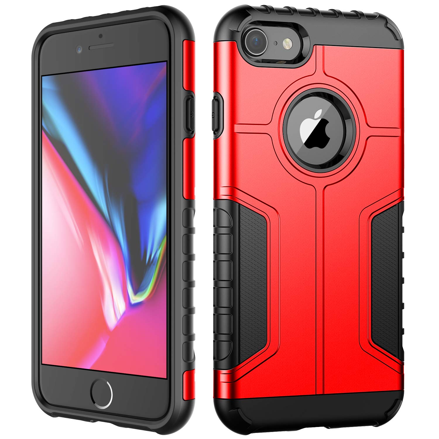 Jetech Case For Iphone 8 And Iphone 7, Dual Layer Protective Cover With Shock Absorption, Red