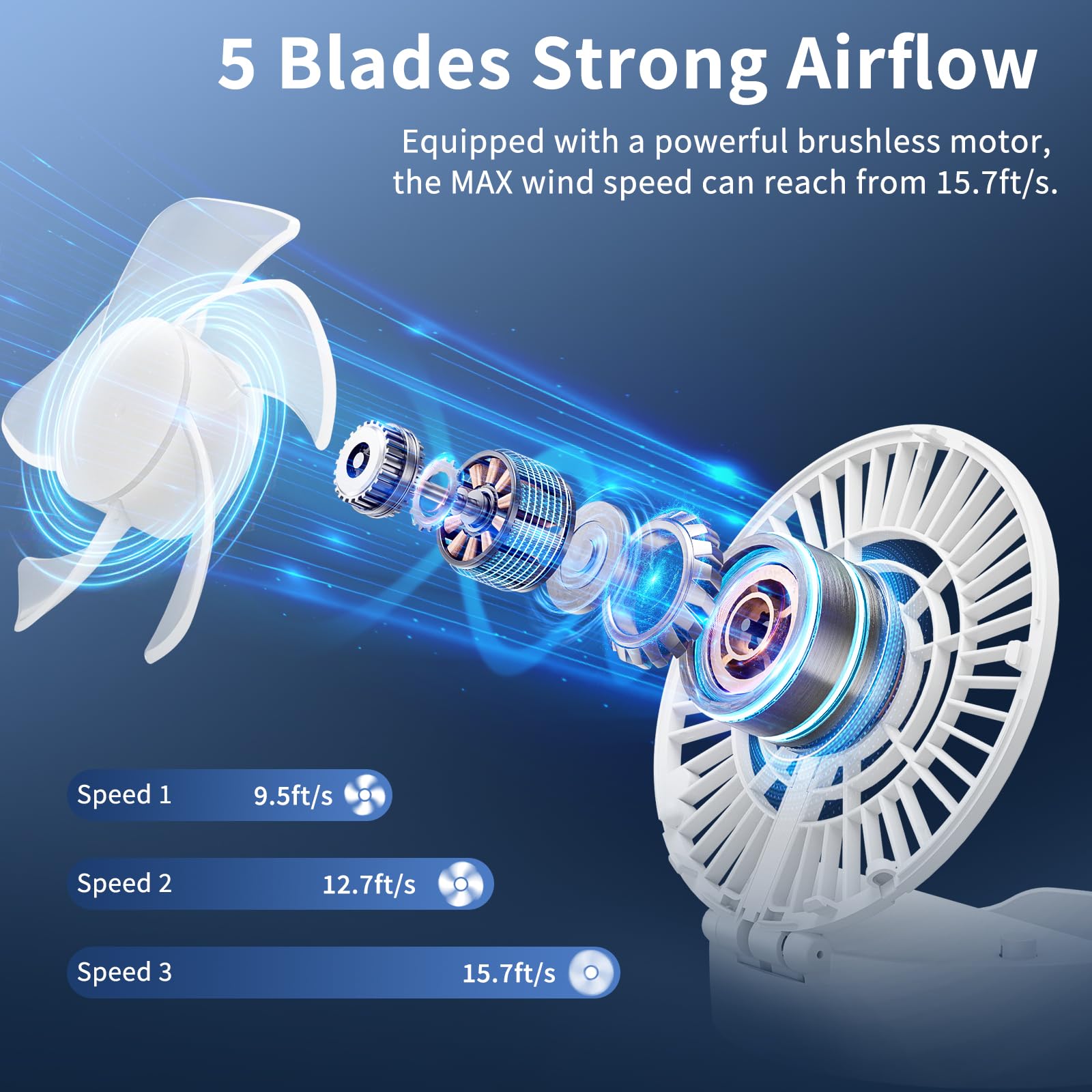 Handfan Handheld Mini Fan Rechargeable, Personal Necklace Fan, 3 In 1 Hand Fan, Small Pocket Fan With Unique Magnetic Switch, Ba