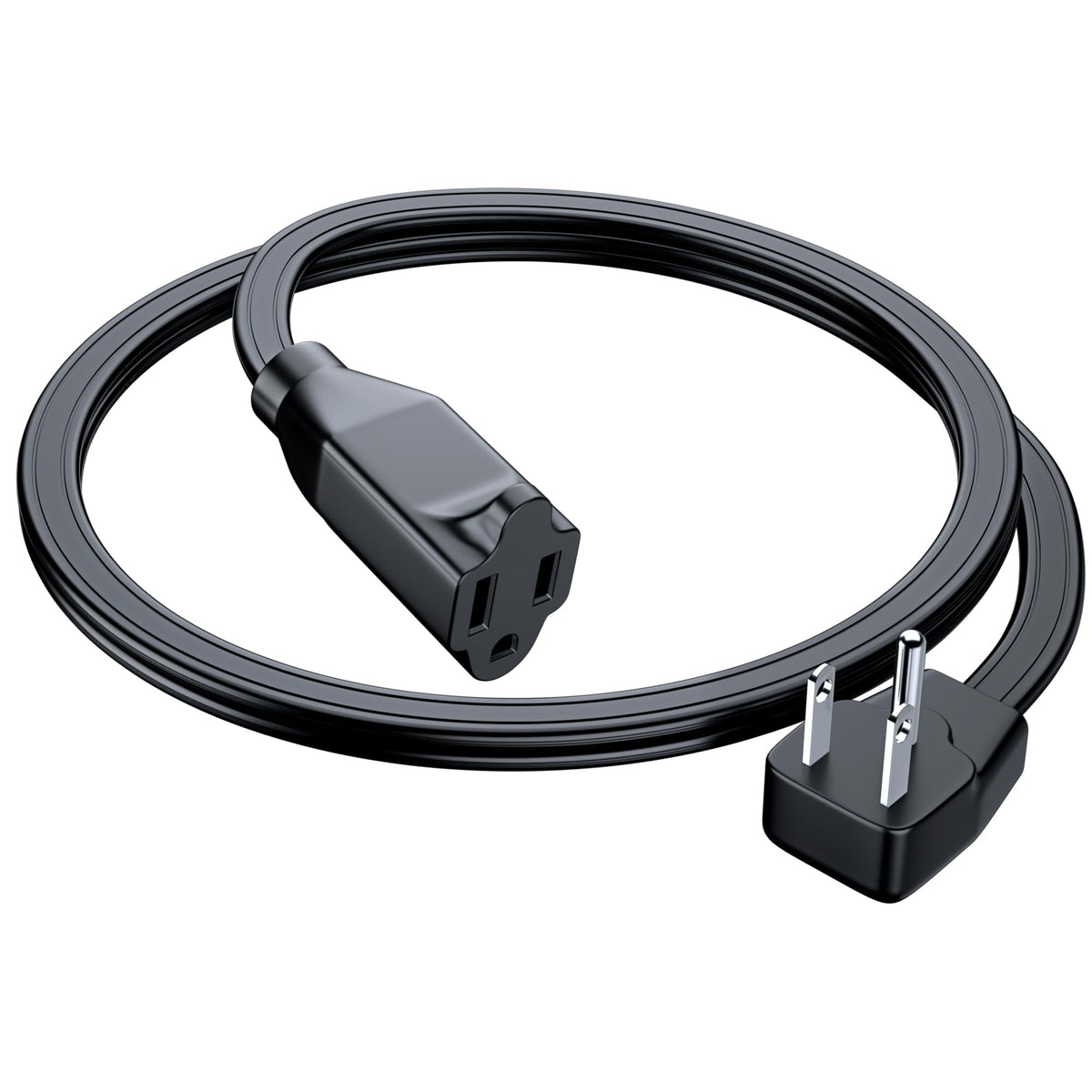 Maximm Extension Cord Heavy Duty (2 Feet) Flat Wire 3 Prong Flat Plug, 14 Awg Power Cord   Ul Certified, Black, Ideal For Home A