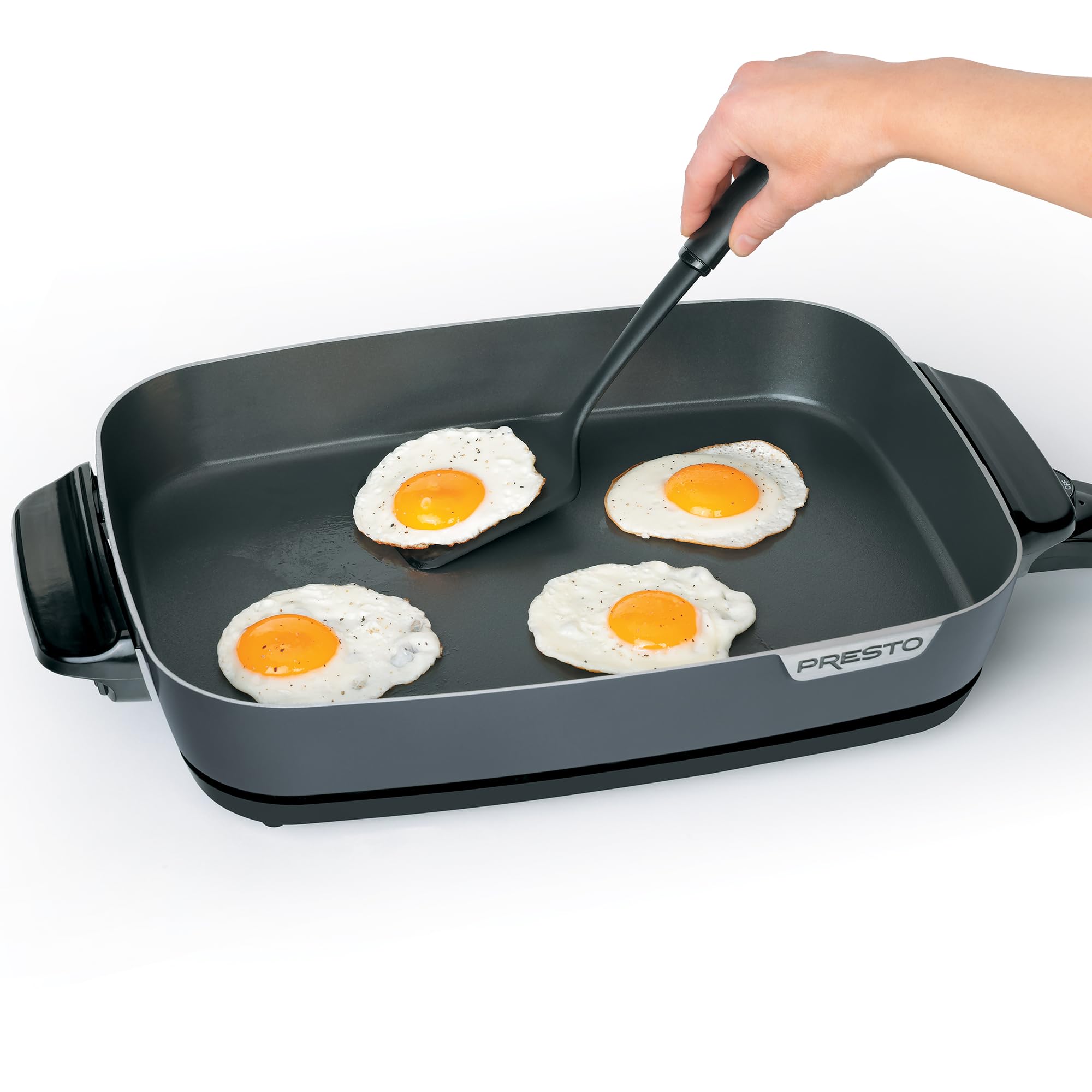 Presto 06858 Slimline Skillet With Glass Cover Electric, 16 Inch, Black