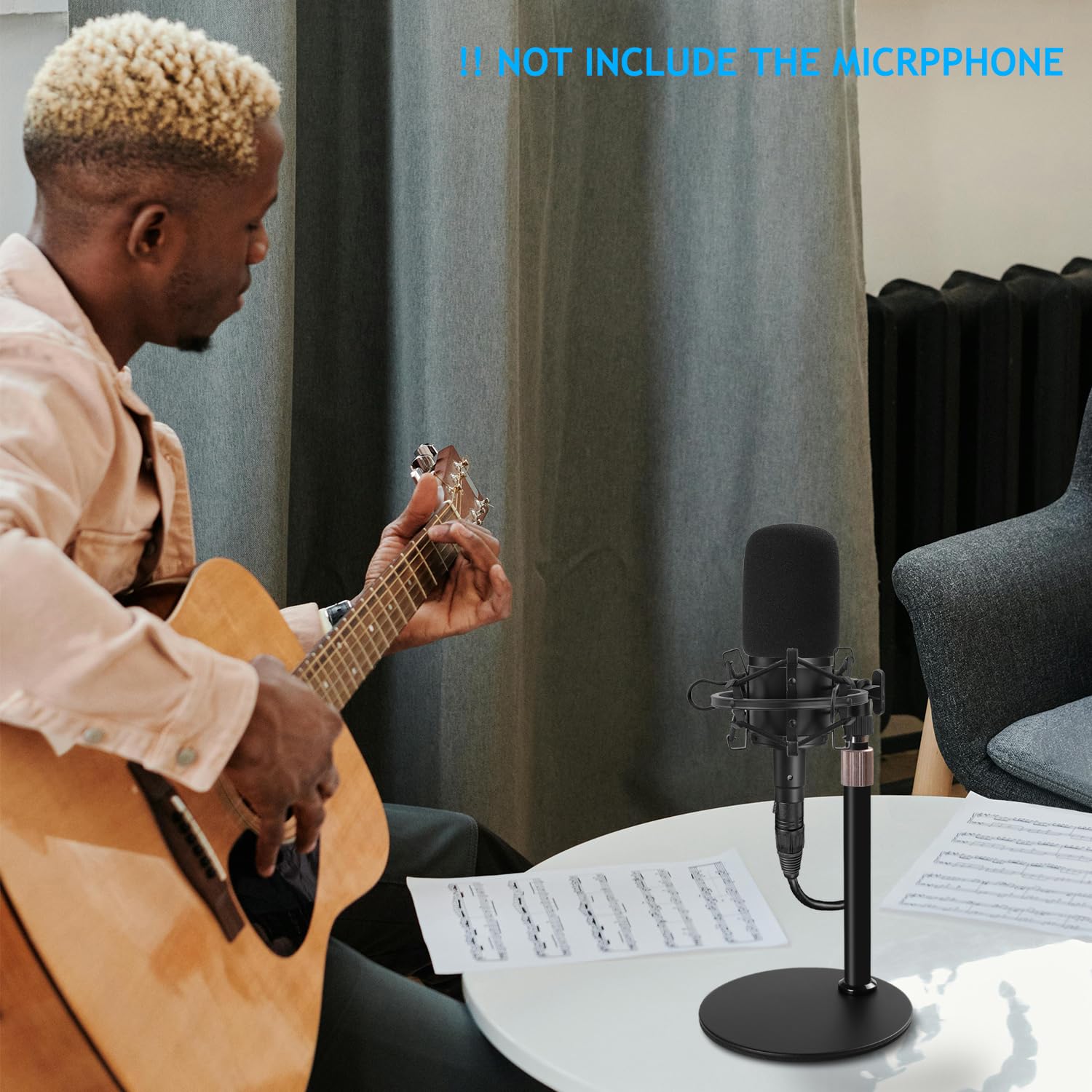 At2020 Desktop Microphone Stand, Adjustable Table Mic Stand With Mic Shock Mount For Audio Technica At2020 At2020Usb+ At2035 Atr