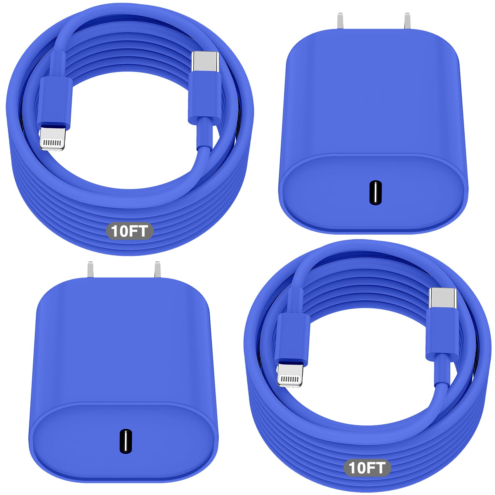 Essri Phone Charger Fast Charging 10 FT, 2-Pack 20W PD USB C Block with iPhone 14 13 Charger Cable 10 Foot, Compatible with iPho