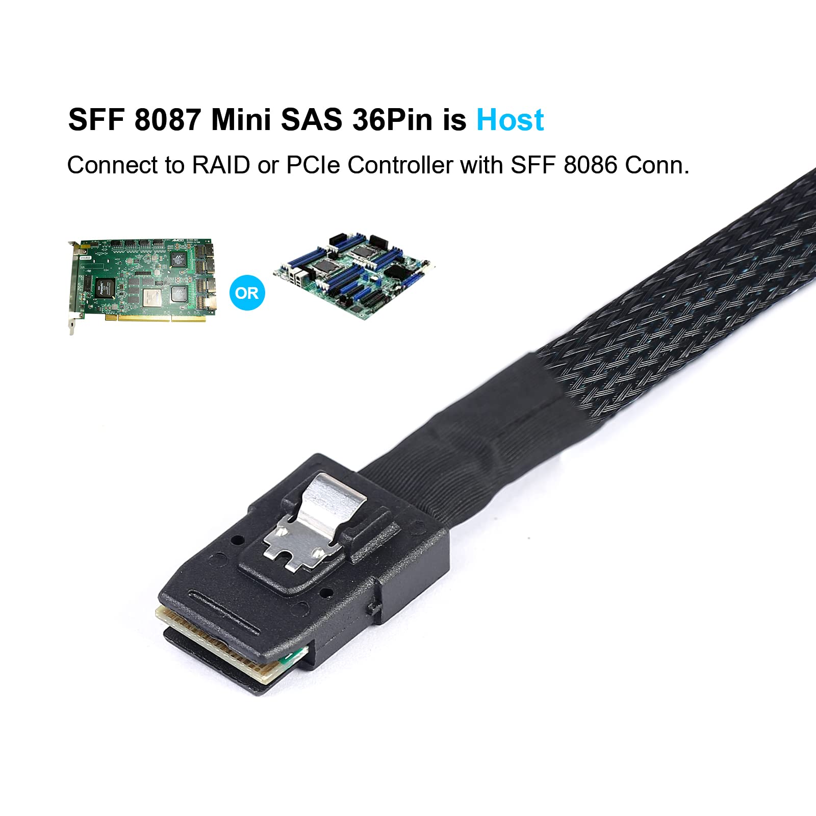 Adcaudx Mini Sas To Sata Cable:0.5M Sff 8087 To Sata Mini Sas Breakout Cable Sff8087 To Sata Mini Sas To 4X Sata Sas To Sata Bre