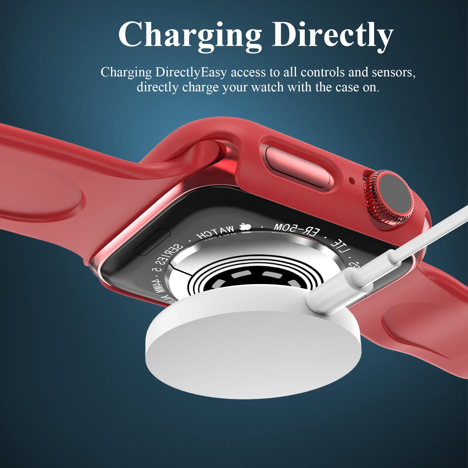 Ewuonu 3 Pack Case Compatible With Apple Watch Se Series 6/5/4 40Mm With Tempered Glass Screen Protector, Hard Pc Full Coverage Ultra Thin Hd Bumper Protective Cover For Iwatch 40Mm, Black/White/Red