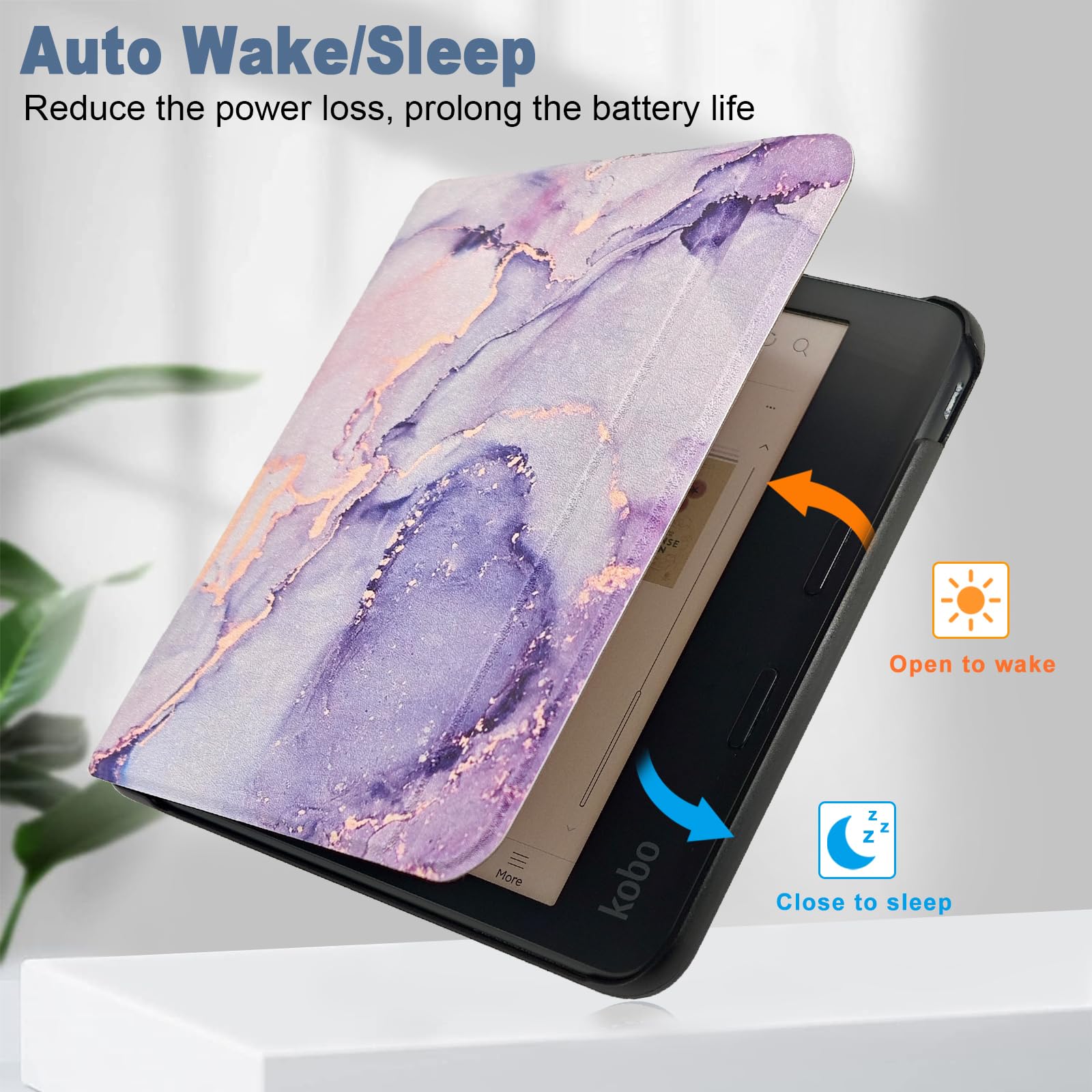 Caweet Case For Kobo Libra Colour (Model:N428, 2024 Release), Ultra Lightweight Pu Leather Shell Cover With Auto Wake/Sleep, Lil