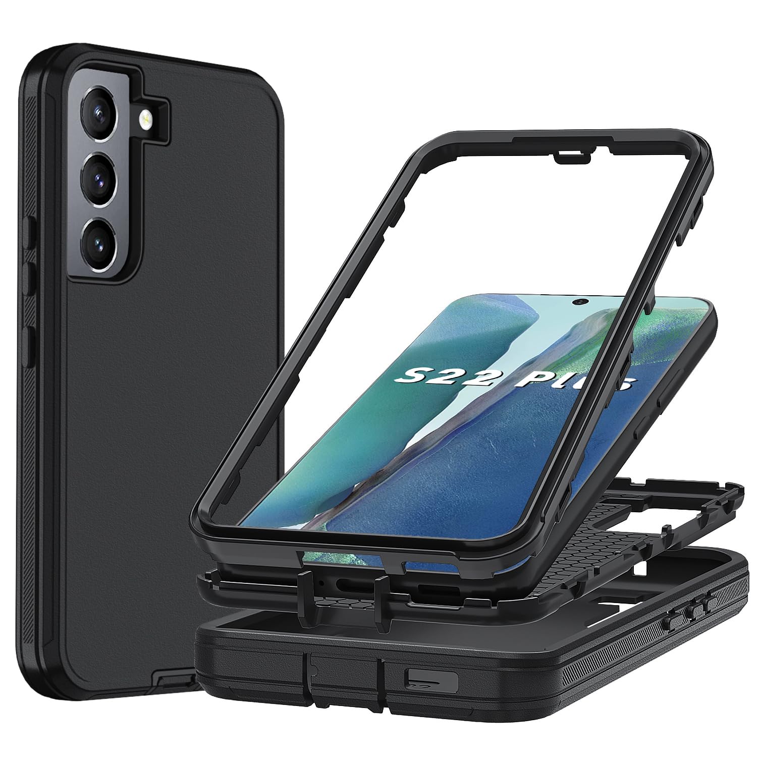 Ylzhe for Samsung Galaxy S22 Plus 5G Case,3 in 1 Protective Cases Samsung 22 Plus Phone Case,Shockproof TPU Hard PC Case [No Scr