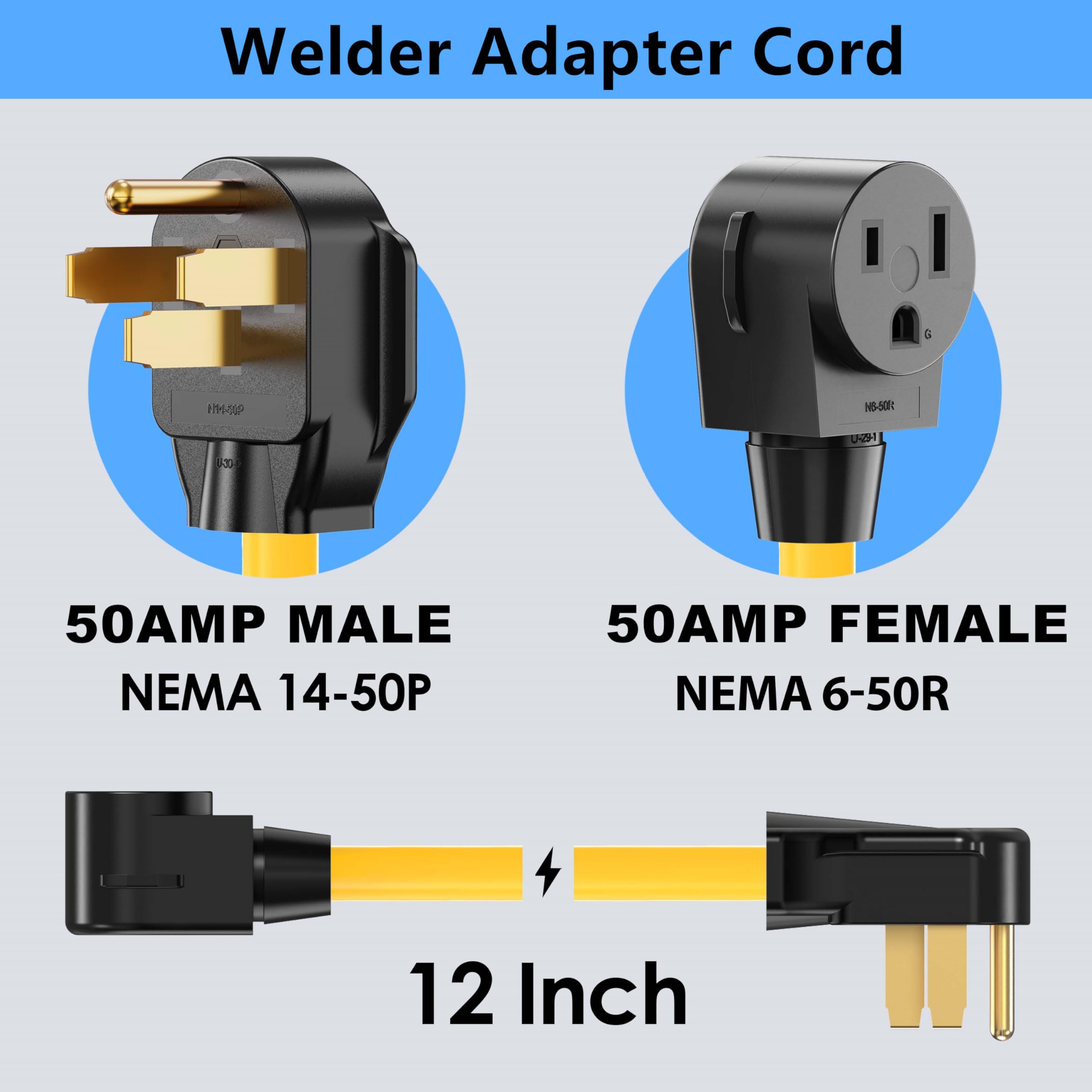 Yomilink Welder Adapter Cord, Nema 14 50P To 6 50R, 50 Amp Welder Power Adapter Plug, Heavy Duty Stw 8 Awg, 50 Amp 250V 12500 Wa