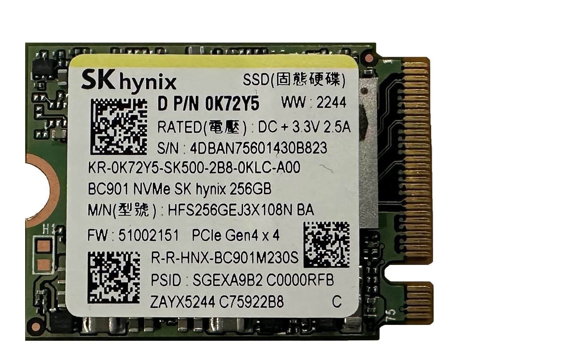 Oemgenuine Oem Hyn Bc901 256Gb M.2 Pci E Gen 4X4 Nvme Ssd Internal Solid State Drive 30Mm 2230 Form Factor M Key Steam Deck