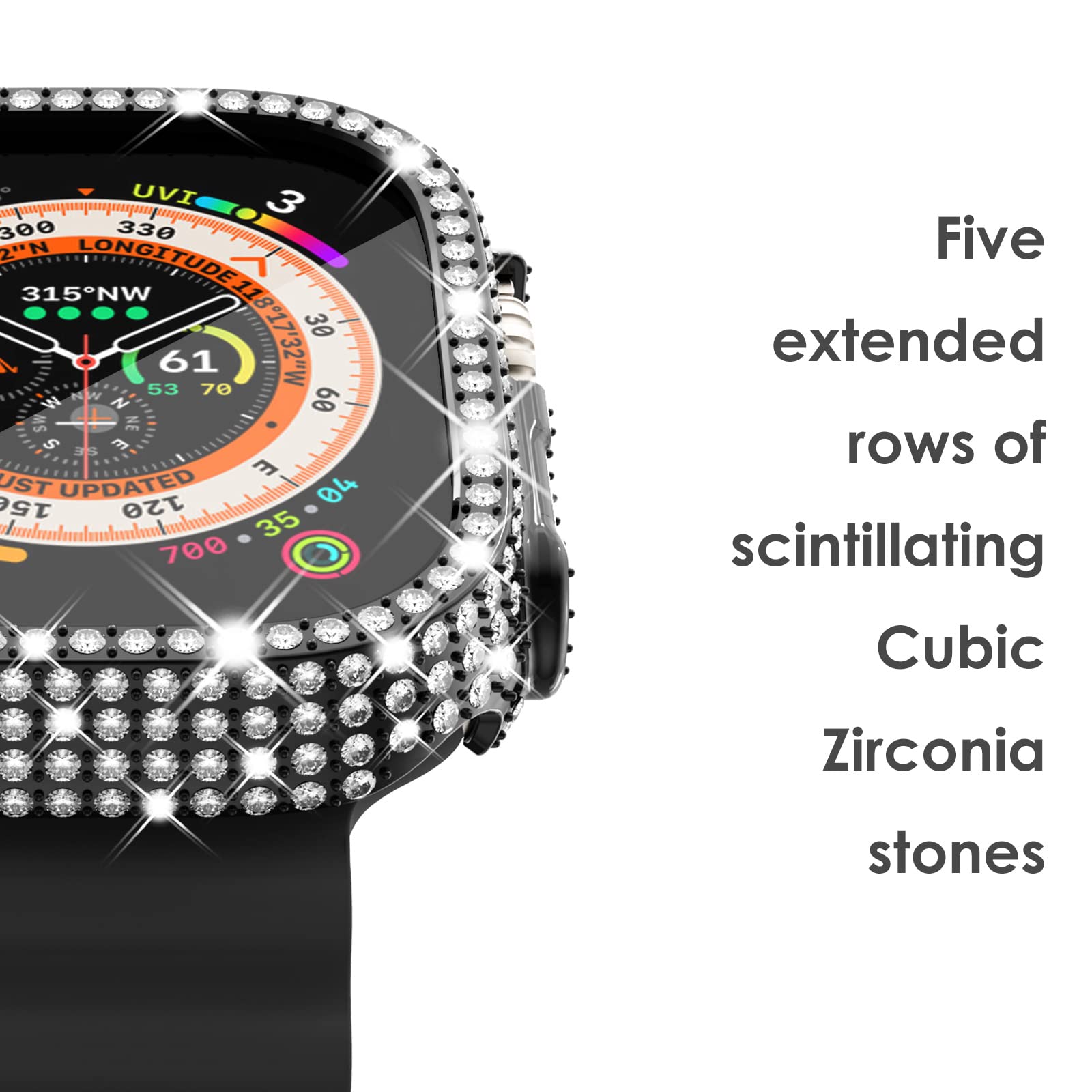 [2+1] Surace Compatible With Apple Watch Ultra 49Mm Screen Protector Case, 400 Diamonds With Screen Protector Bling Case Tempere