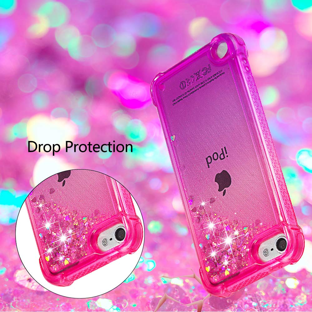 Caiyunl Ipod Touch 7 /Ipod Touch 6 /Ipod Touch 5 Case For Girls Women Kids,Glitter Bling Sparkle Shiny Liquid Floating Clear Tpu