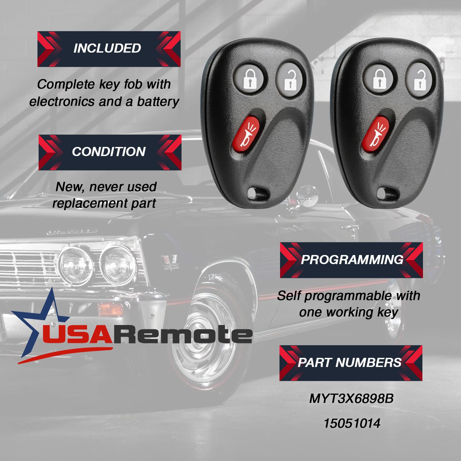 Car Key Fob Keyless Entry Remote Fits Buick Rainier / Chevy Trailblazer / Gmc Envoy / Isuzu Ascender / Oldsmobile Bravada (Fits