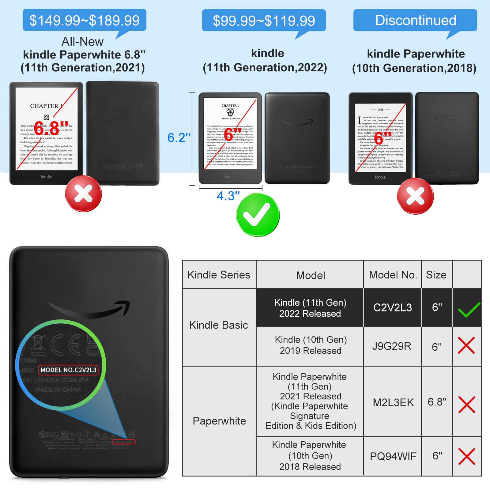 Cobak Case For 6'' All New Kindle 11Th Gen (2022)   Ultra Slim Transparent Clear Tpu Back Shell Protective Cover With Auto Wake/