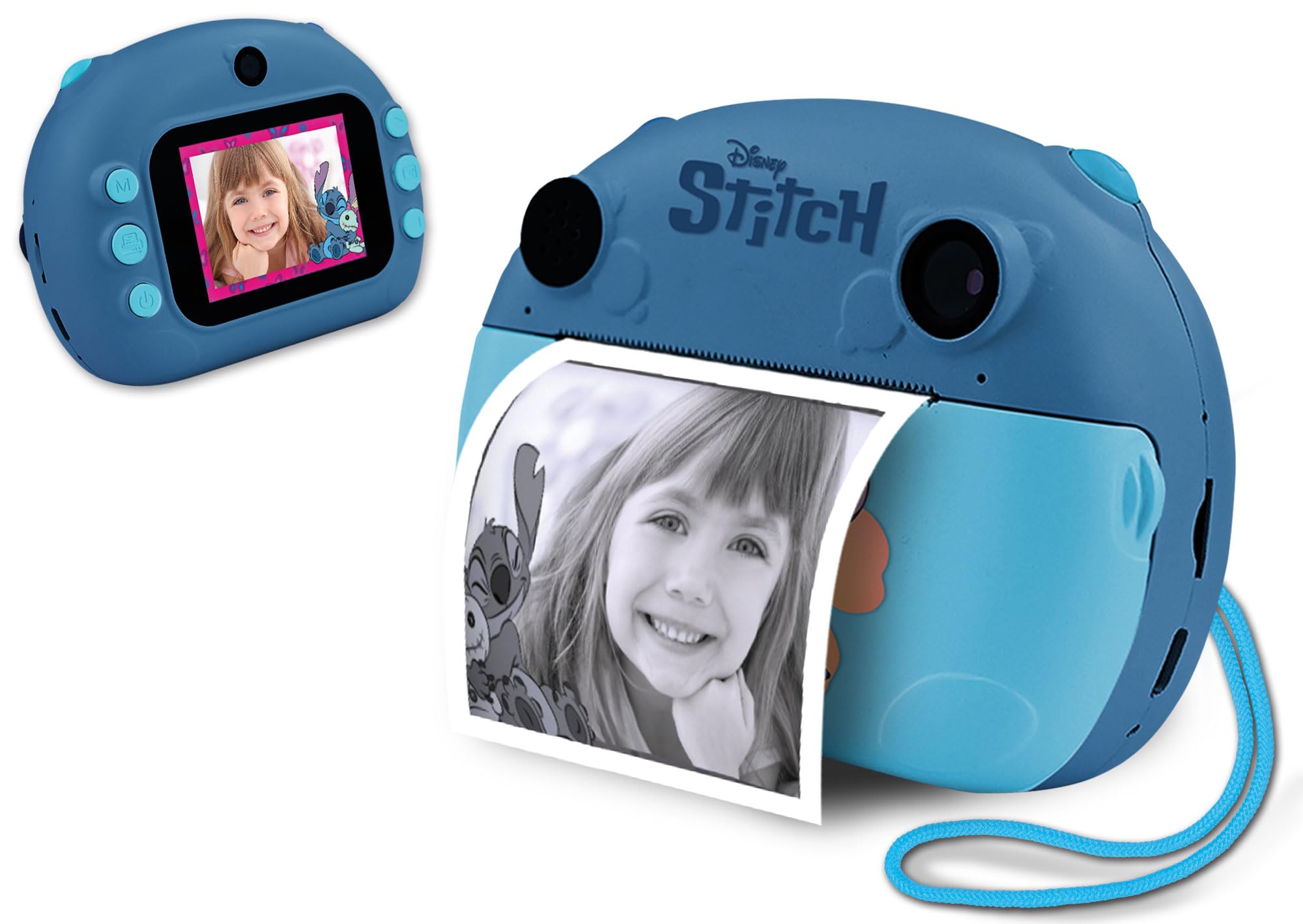 Lisciani - Disney Stitch Instant Camera - Capture, Print and Share for Kids 6+ Months - Selfie and Video Function - Includes 3 R