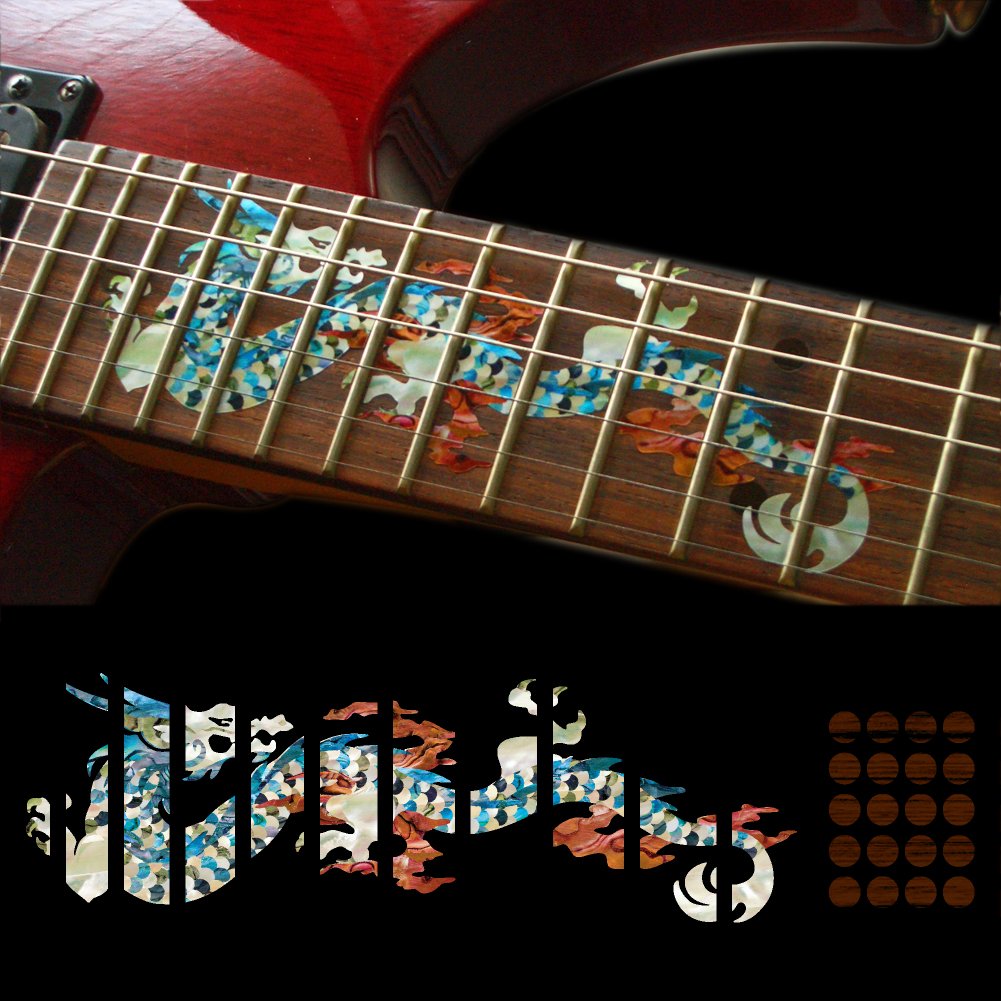 Fretboard Markers Inlay Stickers Decals for Guitars - Dragon - Whire Pearl