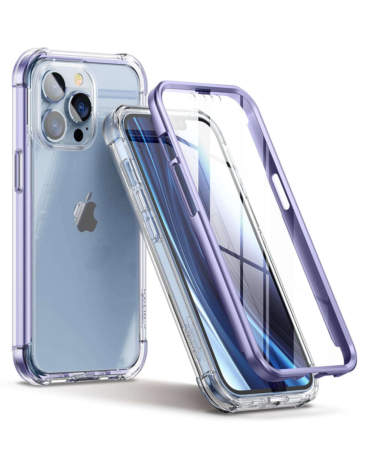 Suritch Compatible With Iphone 13 Pro Max Clear Case,[Built In Screen Protector] Full Body Protective Shockproof Bumper Rugged C