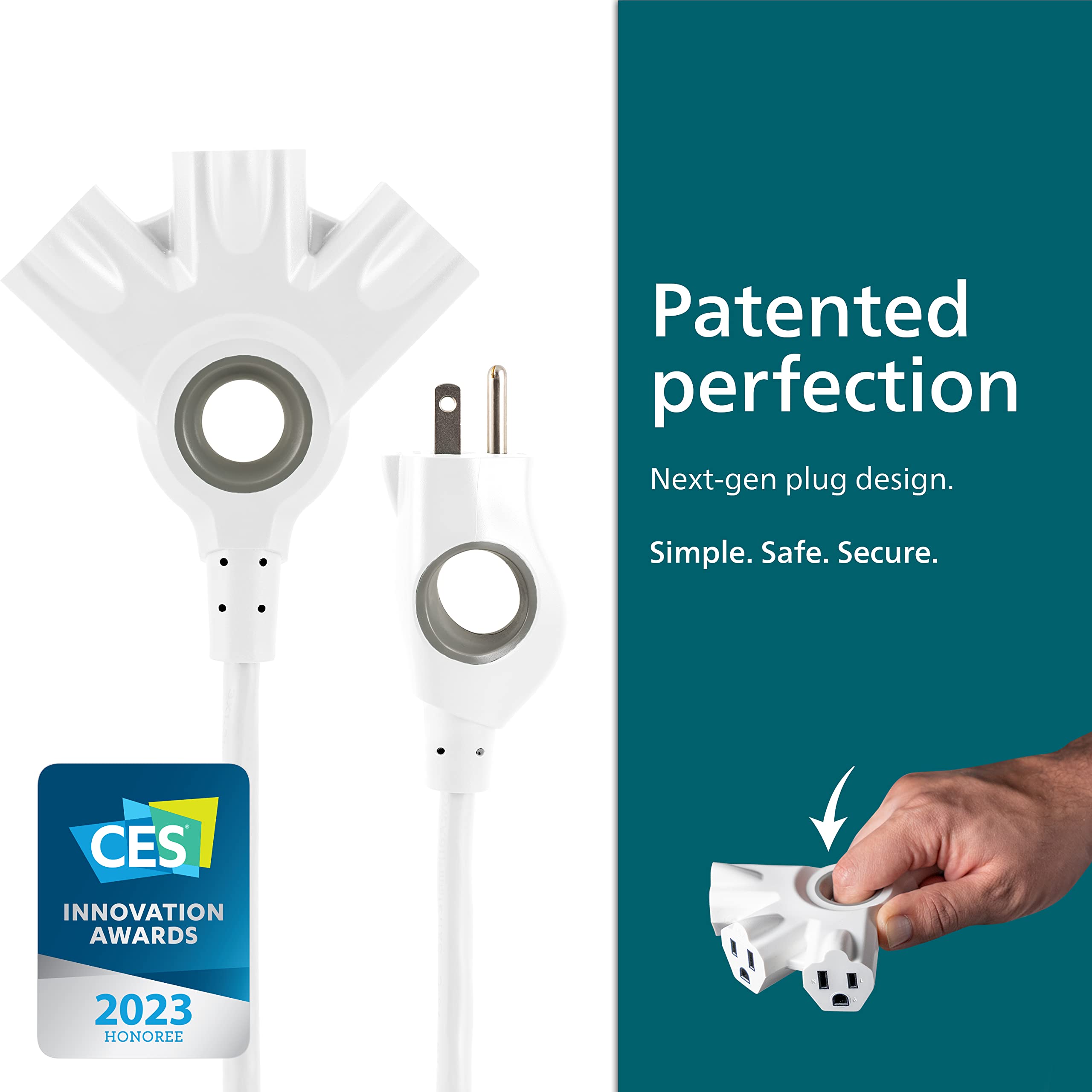 Philips Ezgrip Outdoor Extension Cord With Multiple Outlets, Grounded 3 Prong Cord, Short Extension Cord Indoor With Multiple Ou