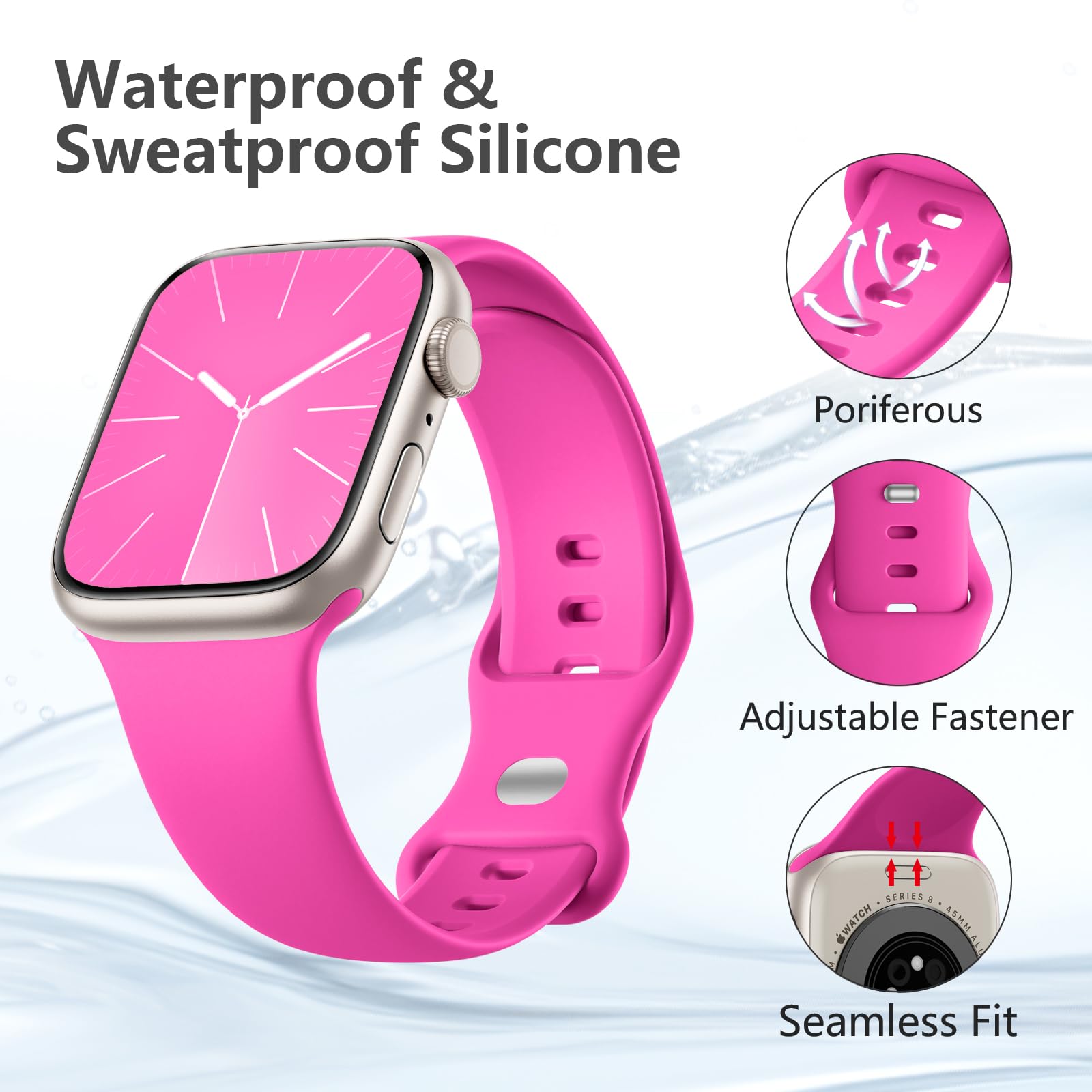 Imivio Sport Band Compatible With Iwatch Bands 38Mm 40Mm 41Mm 42Mm 44Mm 45Mm 49Mm For Women Men, Soft Silicone Waterproof Replac