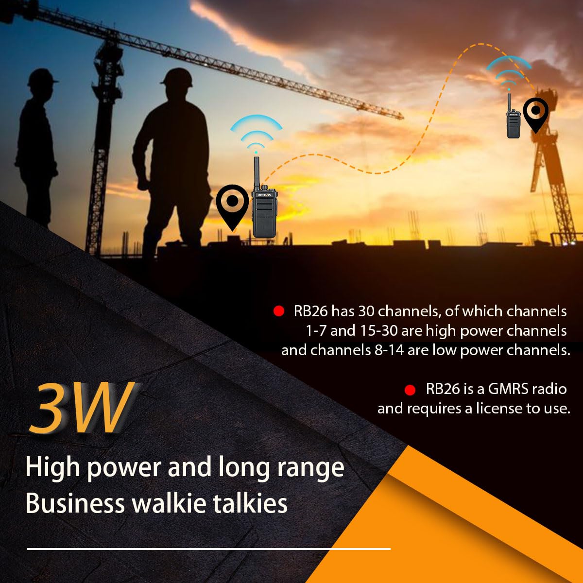 Retevis Rb26 Walkie Talkies With Earpiece And Mic Set,Gmrs Radio,Two Way Radio Long Range,2000Mah Battery,Usb C,Six Way Multi Un