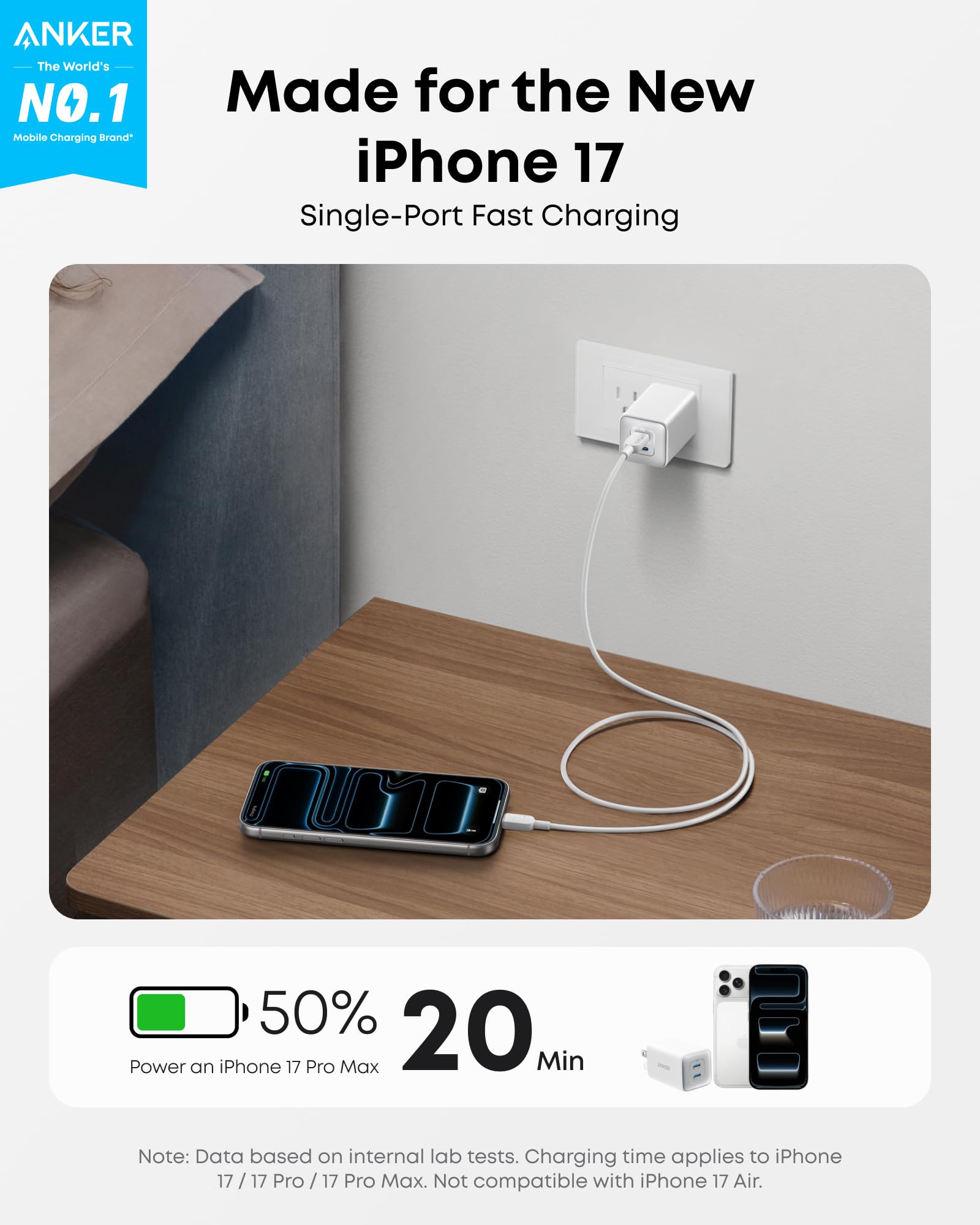 Anker Nano 47W Usb C Charger, 2 Port Compact Foldable Gan Charger For Iphone 17 / 16, Galaxy, Pixel, Compatible With Magsafe (Wh