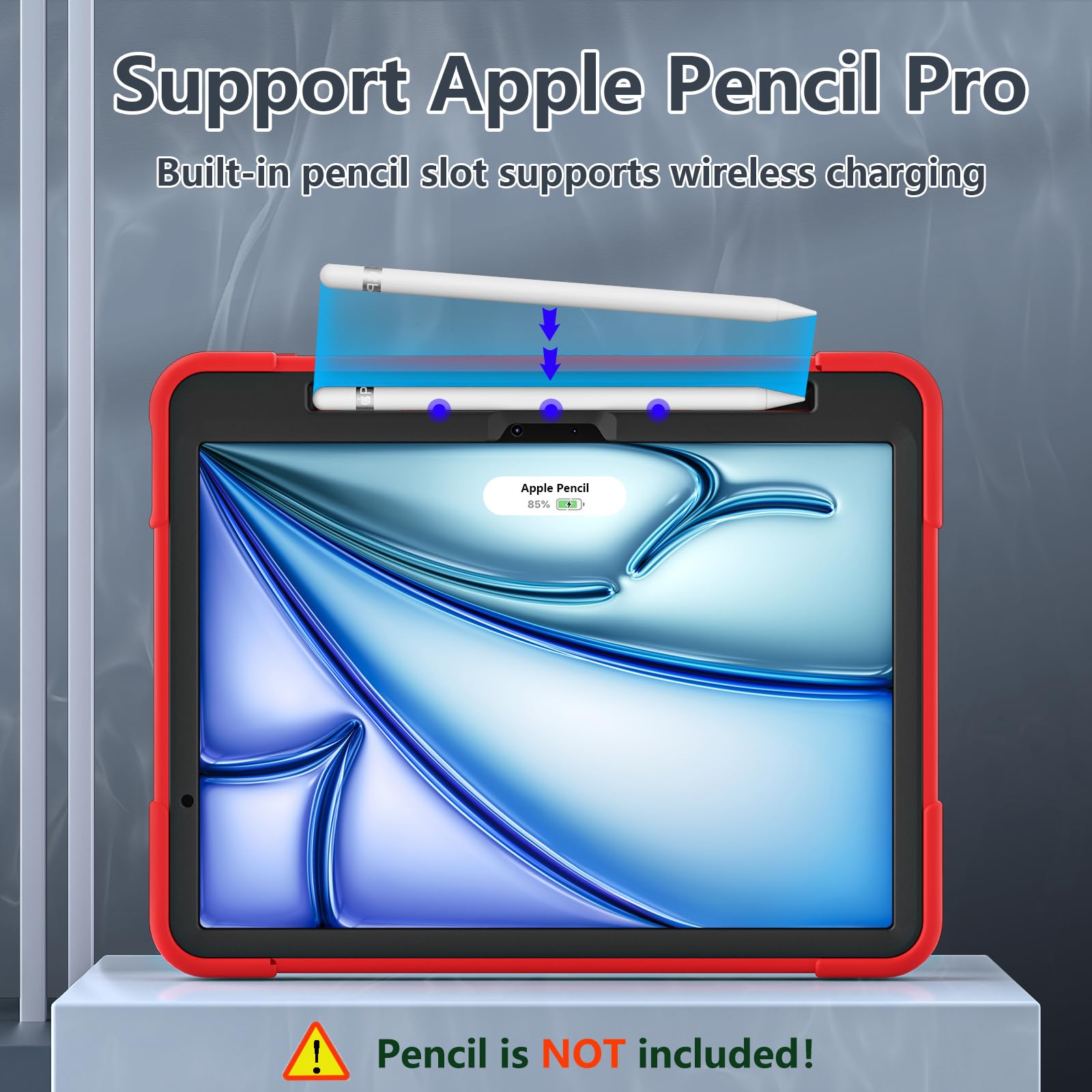 Tsqqst Cover For Ipad Air Case 11 Inch M2 2024 (6Th Gen) For Kids, Shockproof Protective Rugged Case With Pencil Holder Stand Fo