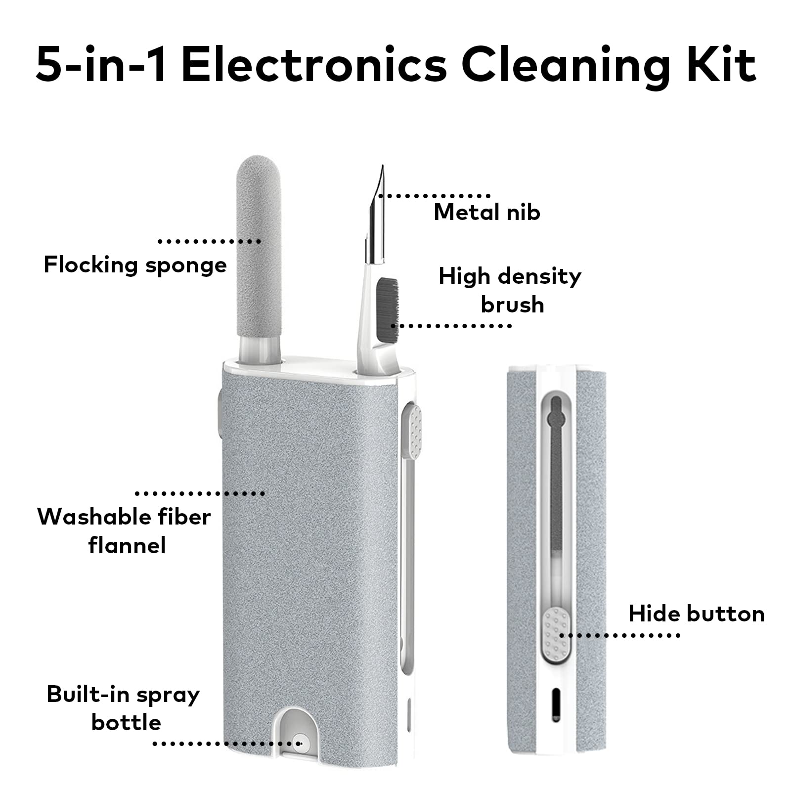 5 In 1 Electronic Cleaner Kit  Portable Cleaning Kit For Airpods/Earbuds/Phone/Camera/Watch/Laptop,With Cleaning Pen And Spray B