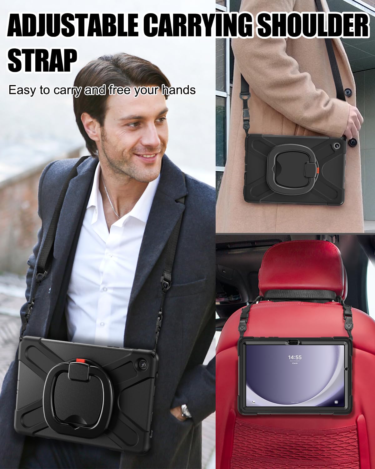 Braecn Case For Samsung Galaxy Tab A9+ Plus 11 Inch 2023 Sm X210/X216/X218, Heavy Duty Drop Proof Case With Screen Protector, Sh