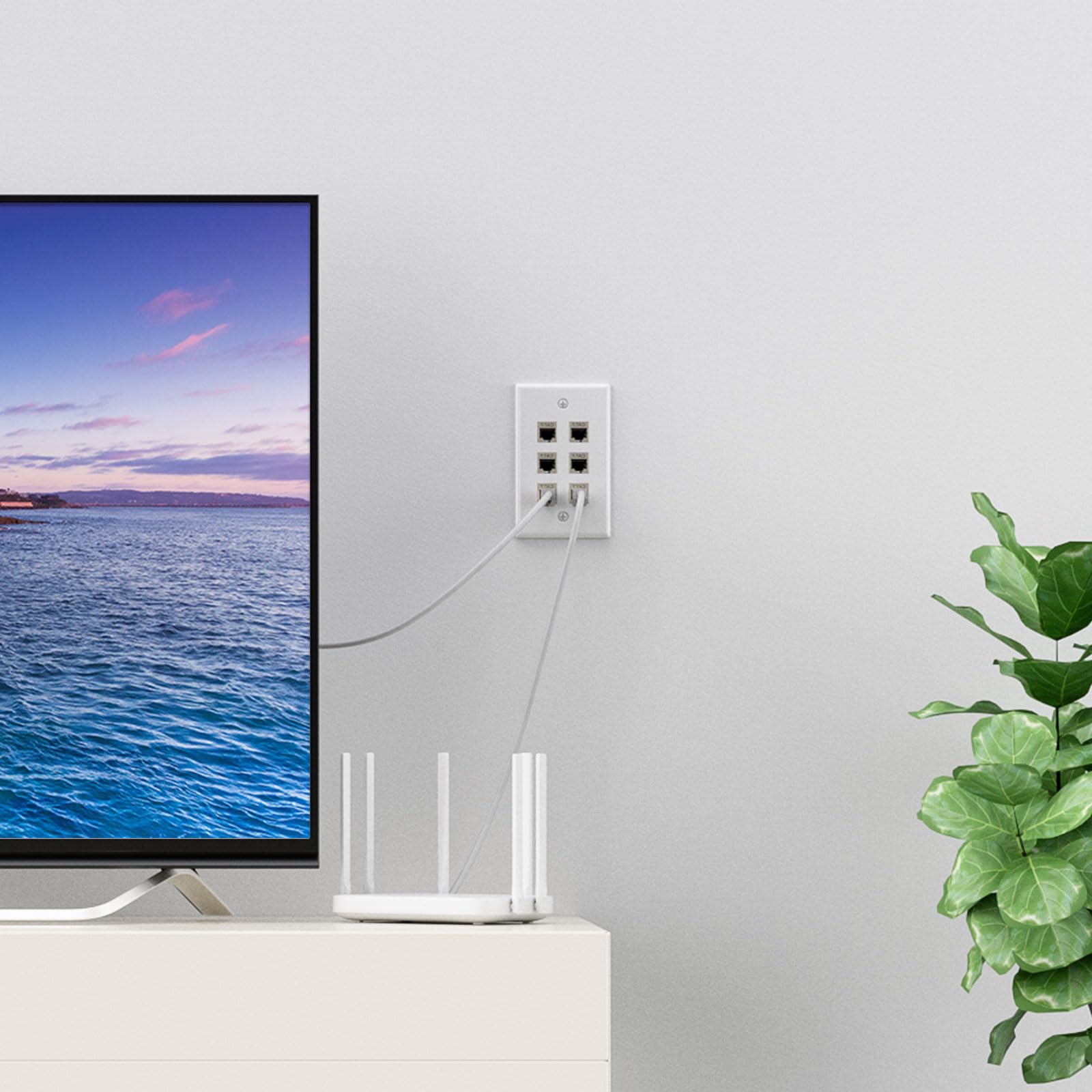 Fgb Ethernet Wall Plate 6 Port With Mounting Bracket, Keystone Wall Plate With Bracket And Cat7 Shielded Rj45 Keystone Coupler,