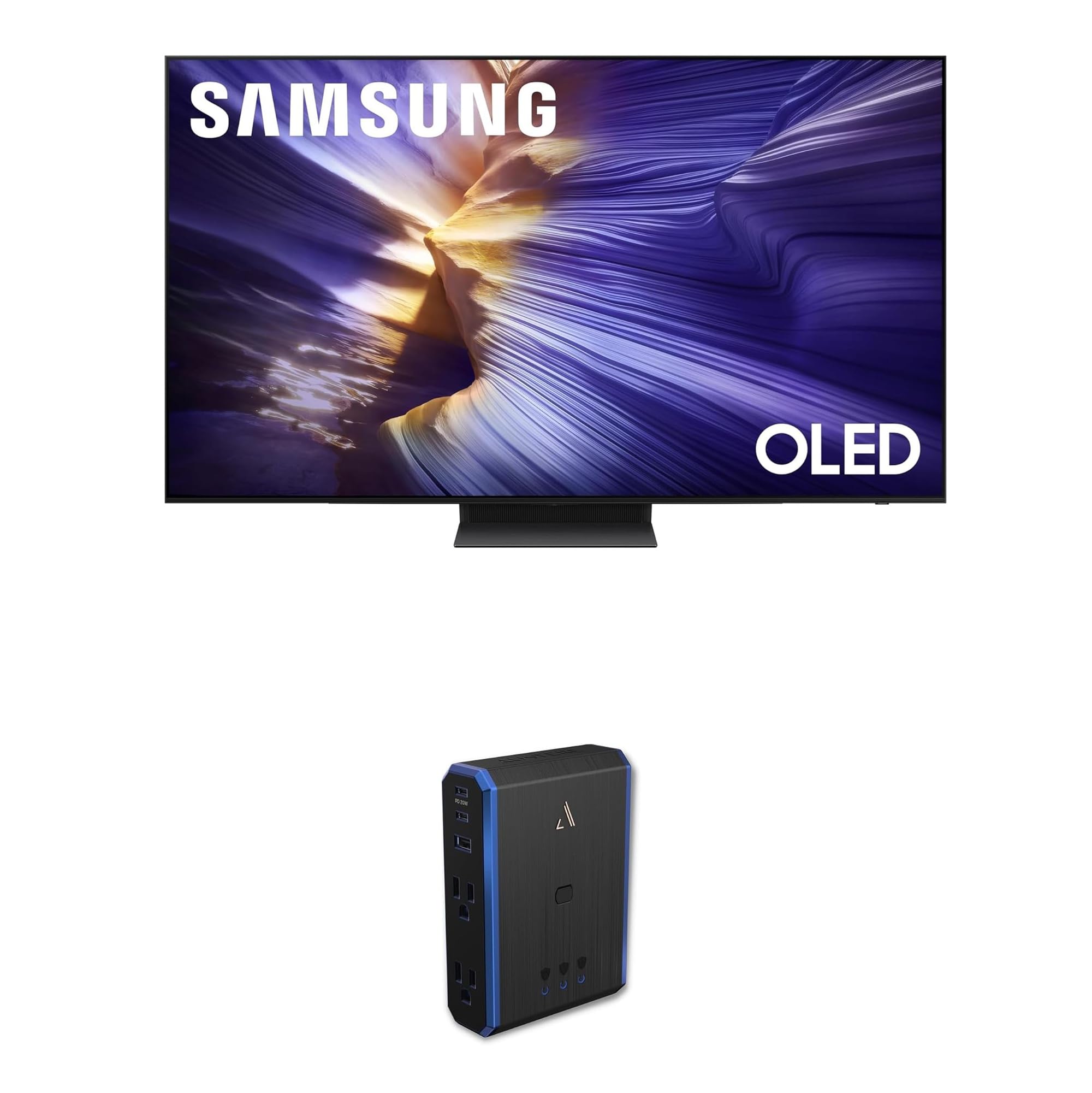 Samsung QN83S90FAEXZA 83 Inch 4K OLED Smart TV with an Austere 5S-PS4-US1 4-Outlet Power (2025)