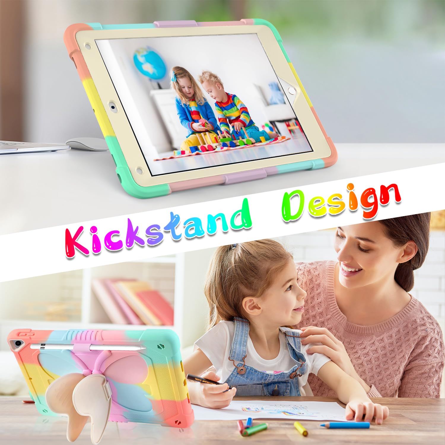 Dreamerx Kids Case For Ipad 9.7'' 2018 2017/Ipad Air 2/Pro 9.7   Shockproof Rugged Butterfly Ipad Case 6Th Generation/5Th Gen Wi