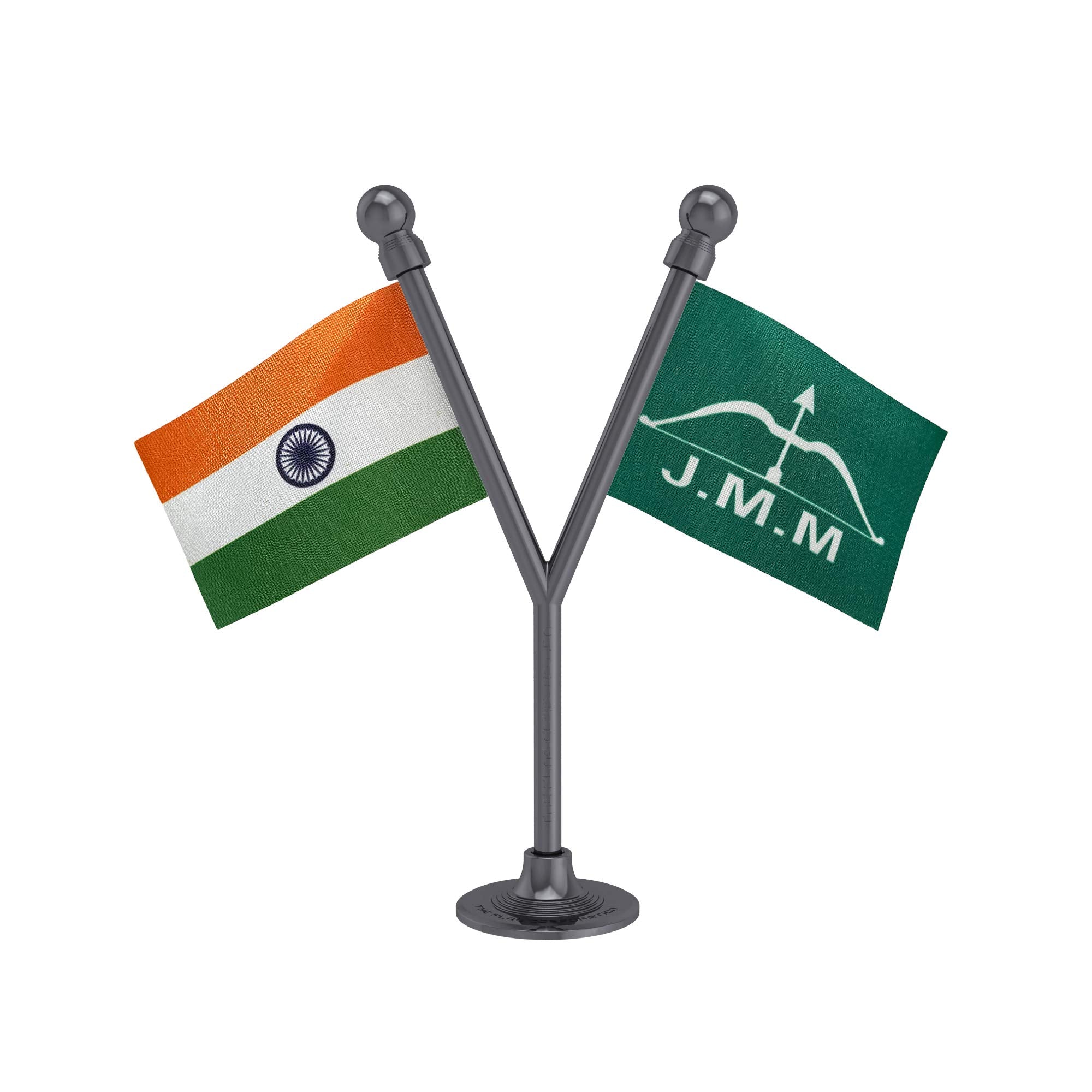 The Flag Corporation India & Jmm Jharkhand Mukti Morcha Car Dashboard Flag 2In X 3In With A Plastic Dark Knight Grey Base