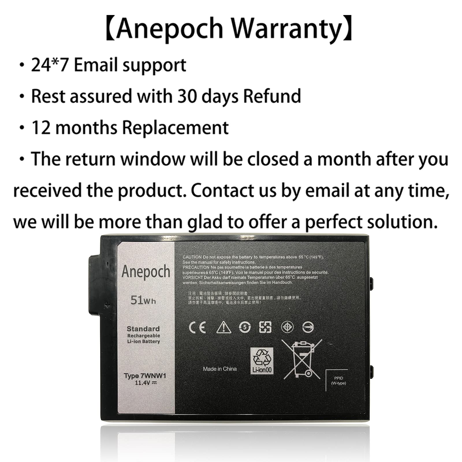 Anepoch 7Wnw1 Laptop Battery Replacement For Dell Latitude 7424 5424 5420 Rugged Extreme Series Notebook Dmf8C 0Dmf8C 11.4V 51Wh