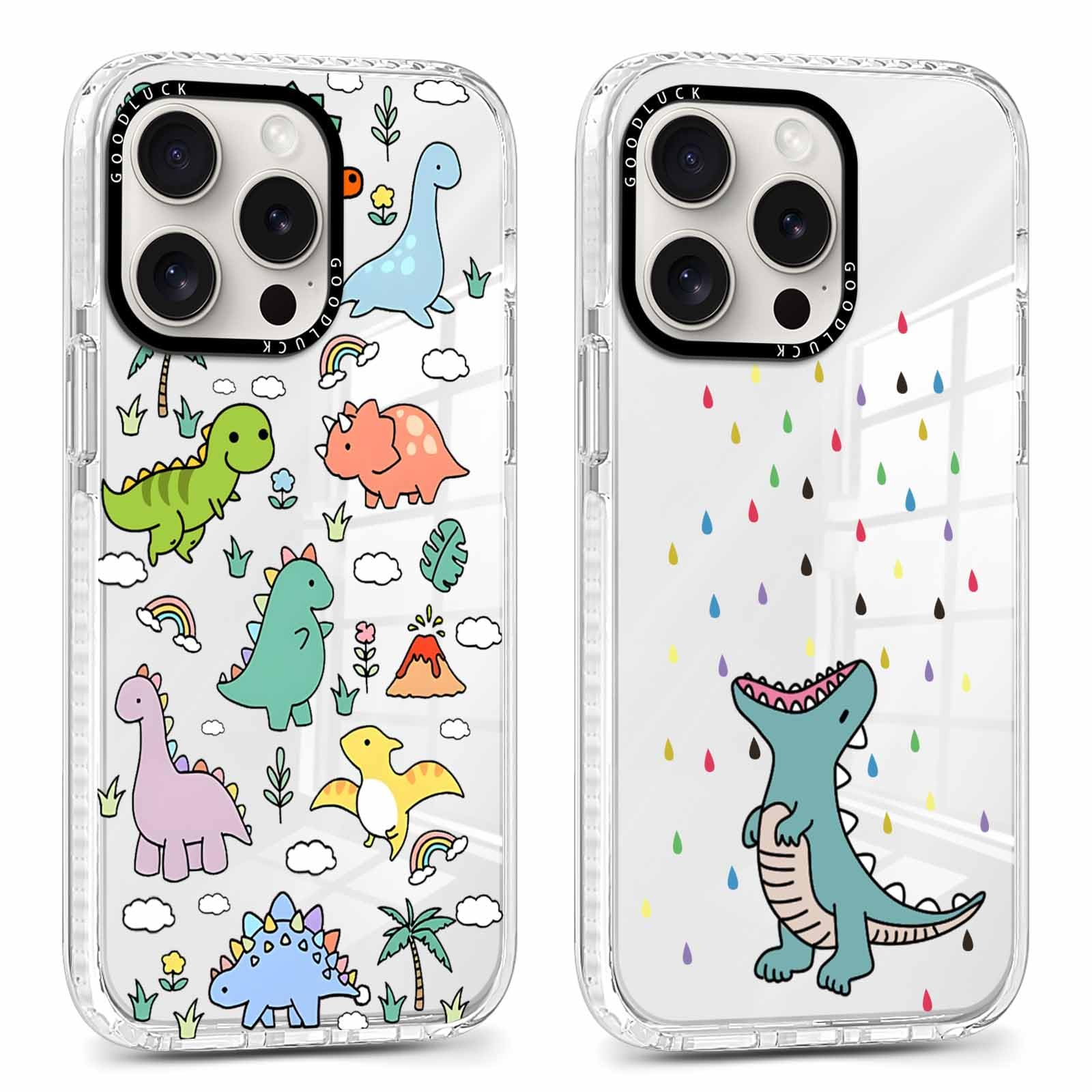 Rumdey 2 Pack Cute Clear Cartoon Animals Dinosaur Phone Case For Iphone 16 Pro Max 6.9'', Aesthetic Trendy Soft Fashion Protecti