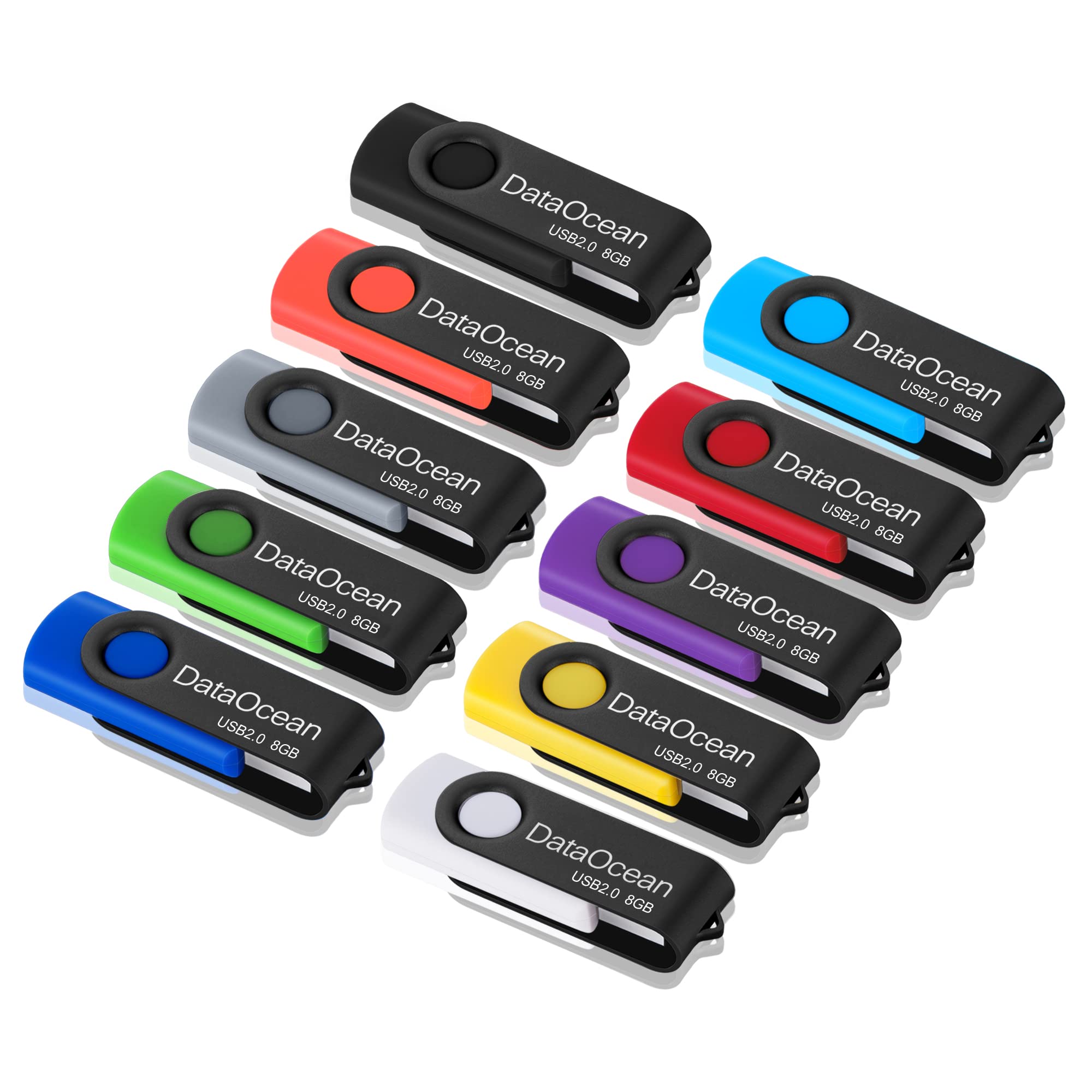 Dataocean 10 Pack 8Gb Usb 2.0 Flash Drive Memory Stick Thumb Drives (8Gb X 10 Mixed Colors)