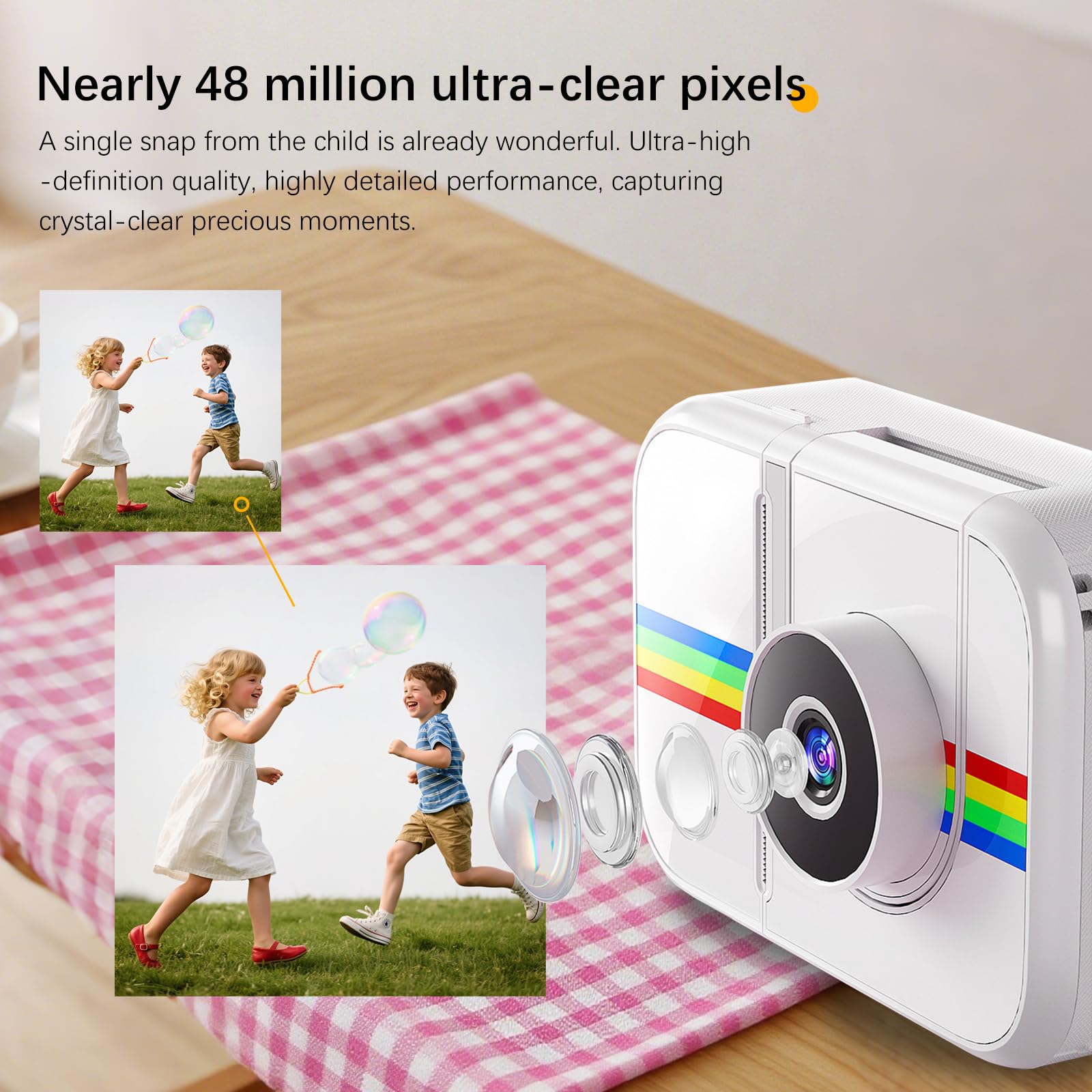 Kids Camera Instant Print,Kids Digital Camera With 3 Color Print Paper,32Gb & Mini Tripod,48Mp & 1080P Video Christmas Birthday