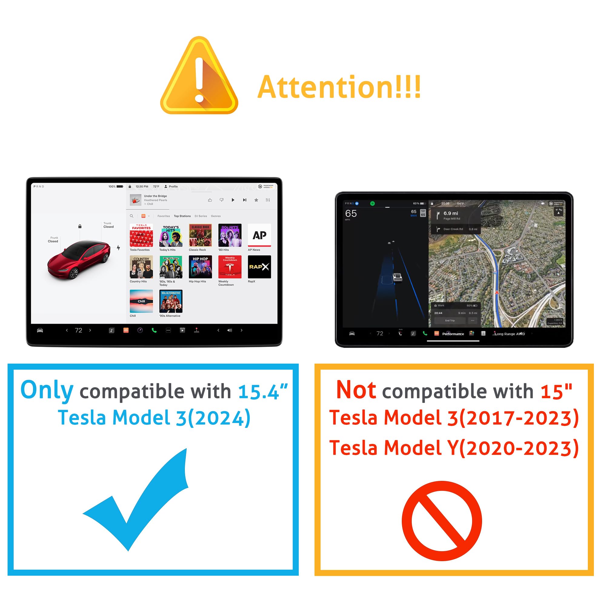 Ailun Tempered Glass Screen Protector For Tesla Model 3 2024 Highland Refresh Center Console Dashboard Touchscreen [15.4 Inch] W