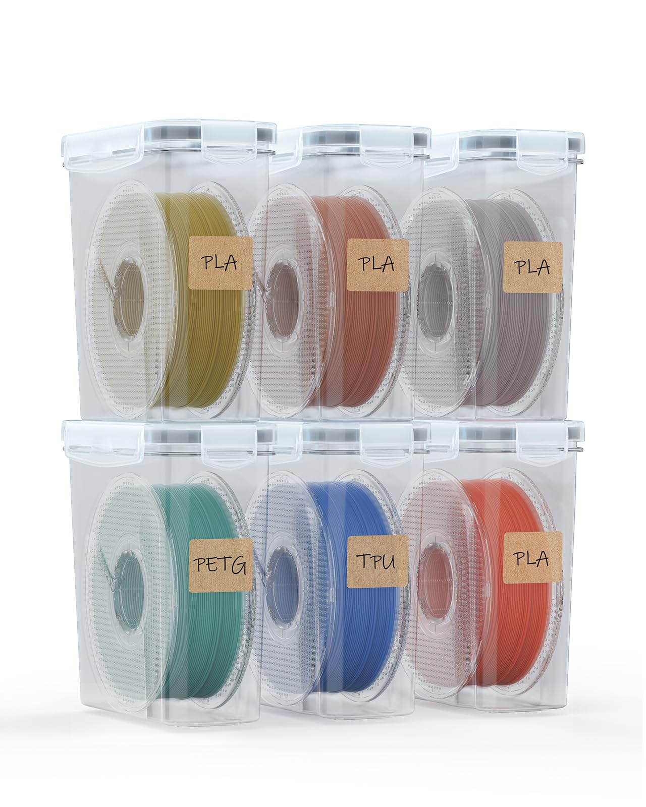 YOOPAI Filament Storage Box - 6 Pack Filament Container for 3D Printing Sealing and Protection - Portable Storage Box with Desic