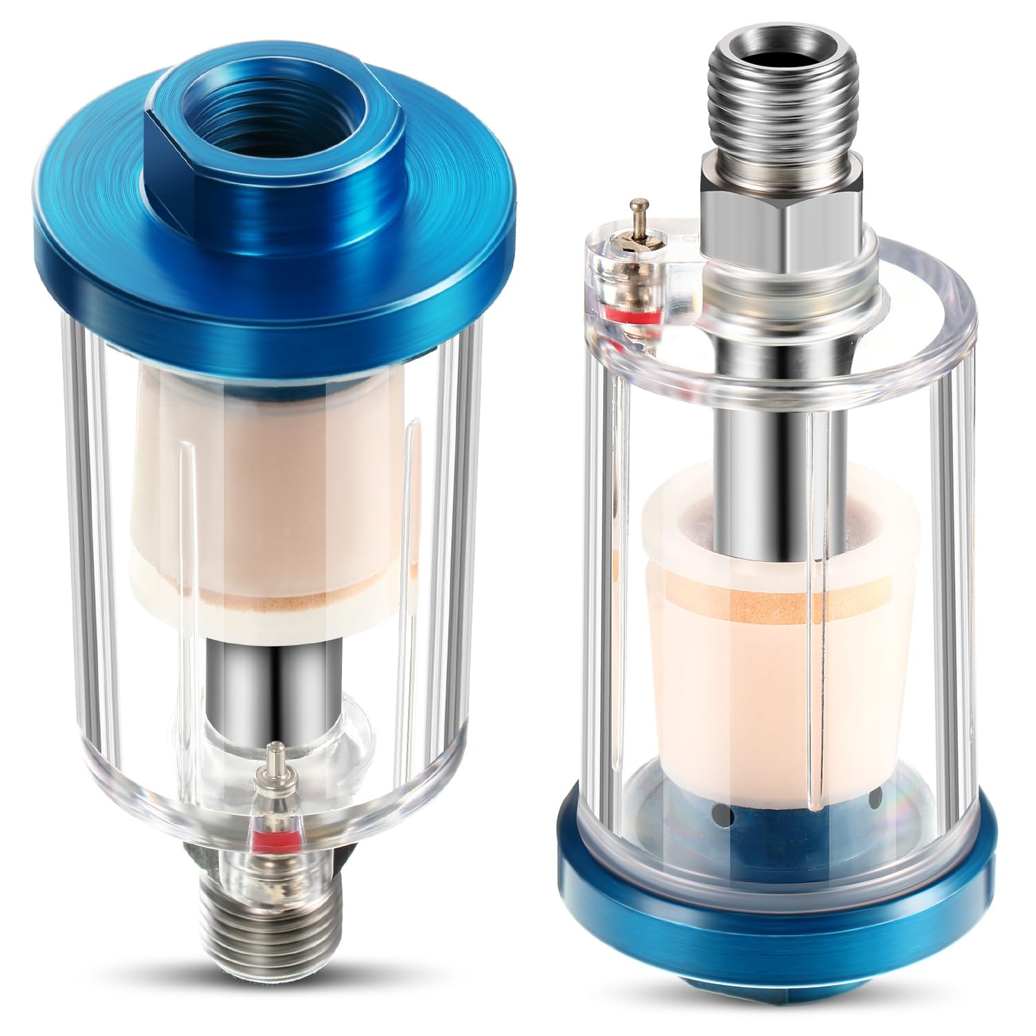 Mudder 2 Pcs Compressed Air Filter Water Oil Separator 1/4 Inch Npt Inlet And Outlet Airbrush Filter Moisture Separator For Air 
