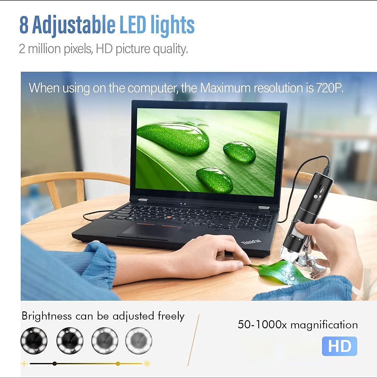 Wireless Digital Microscope, Skybasic 50X 1000X Magnification Wifi Portable Handheld Microscopes With Adjustable Stand Hd Usb Mi