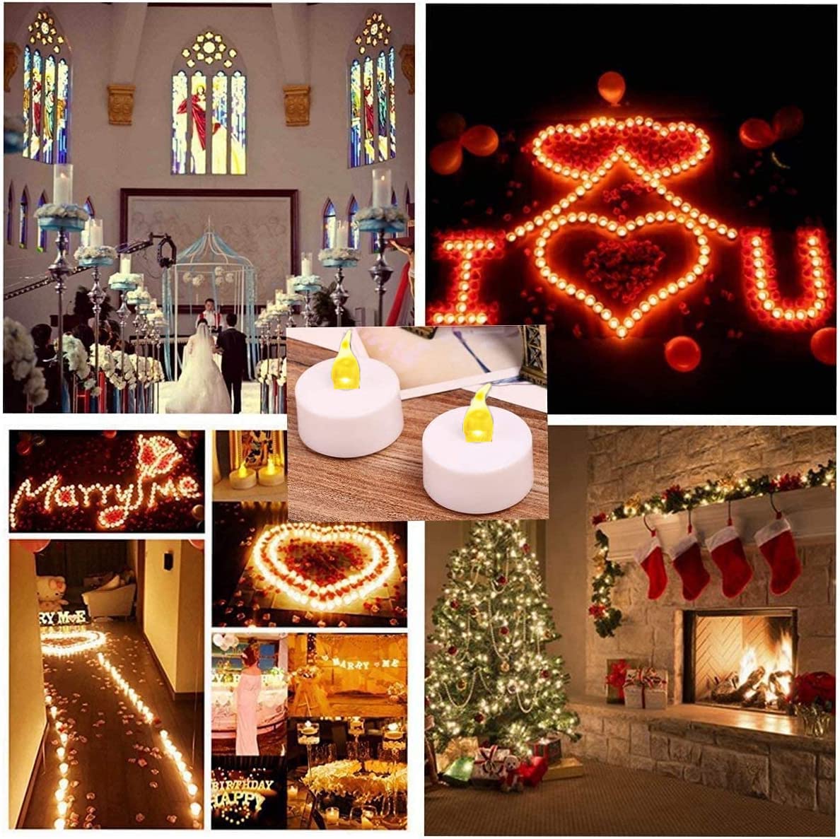 Battery Operated Flameless Tea Lights : 24Pack Led Electric Candles Lamp Realistic And Bright Flickering Holiday Gift Long Lasti