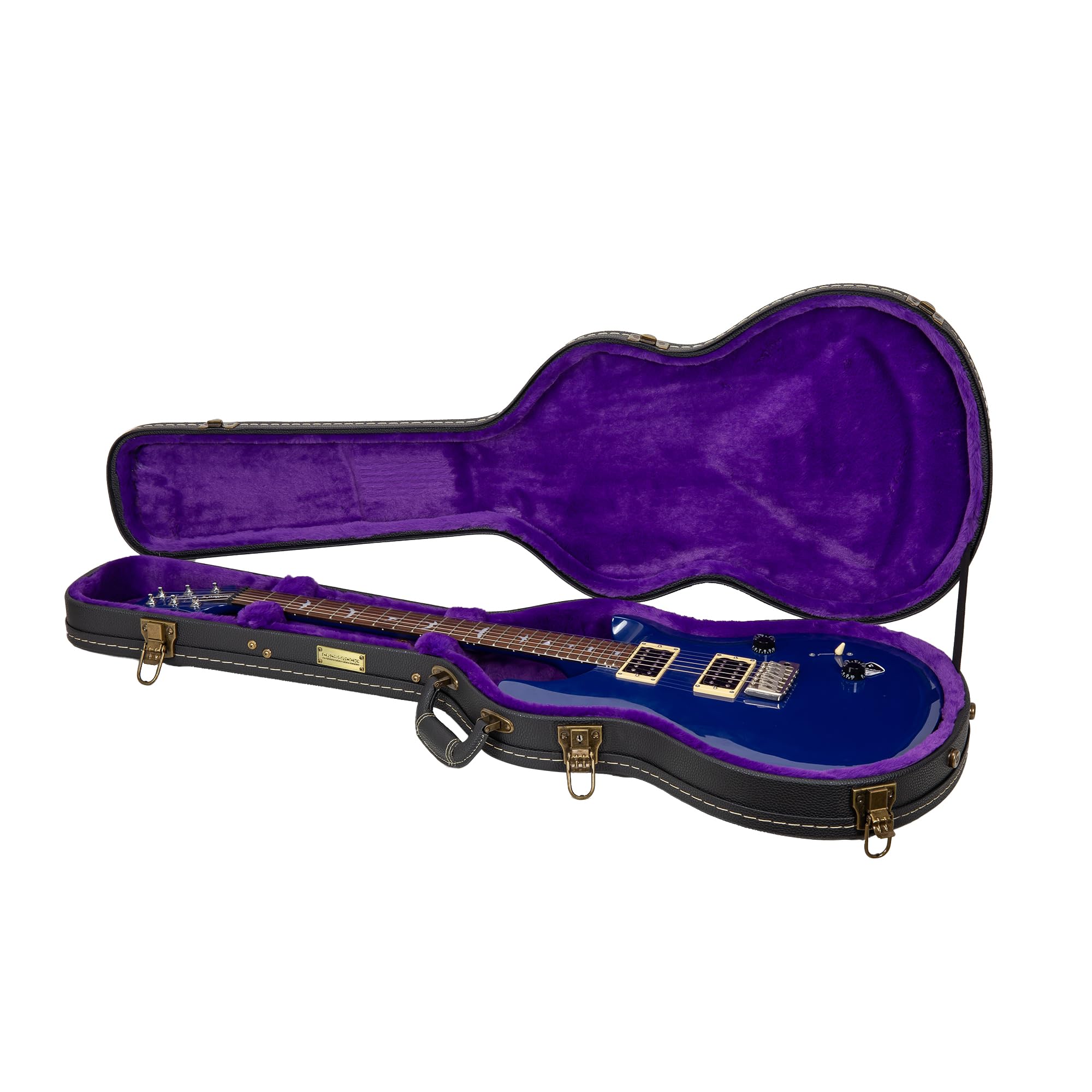 Crossrock Wooden Guitar Case -Fits PRS SE Standard solid body Guitars -Vintage Hardware, Sponge Lining, Metal Feet, Storage Spac
