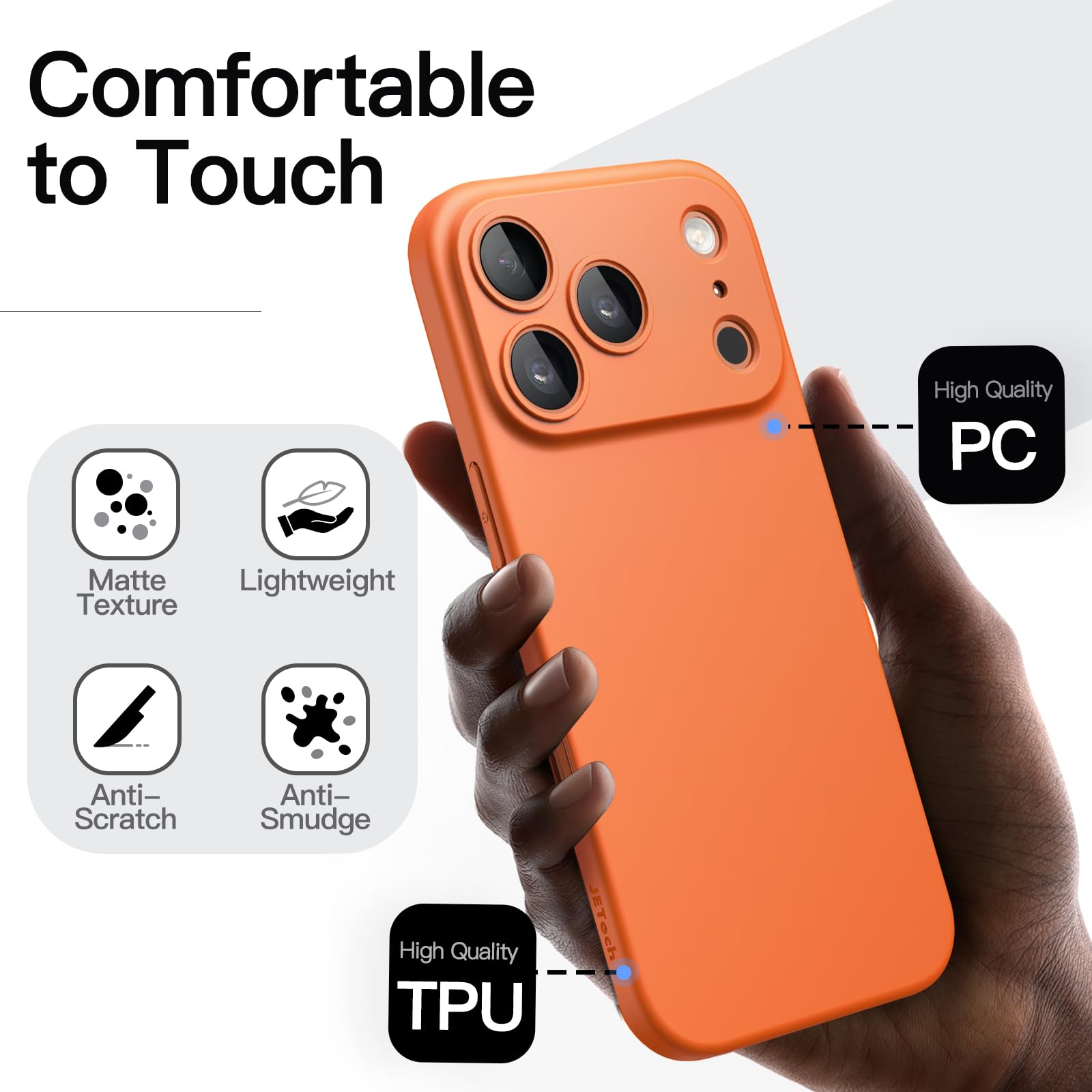 Jetech Slim Case For Iphone 17 Pro Max 6.9-Inch, Ultra-Thin Lightweight Minimalist Phone Cover With Camera Lens Protection, Matt