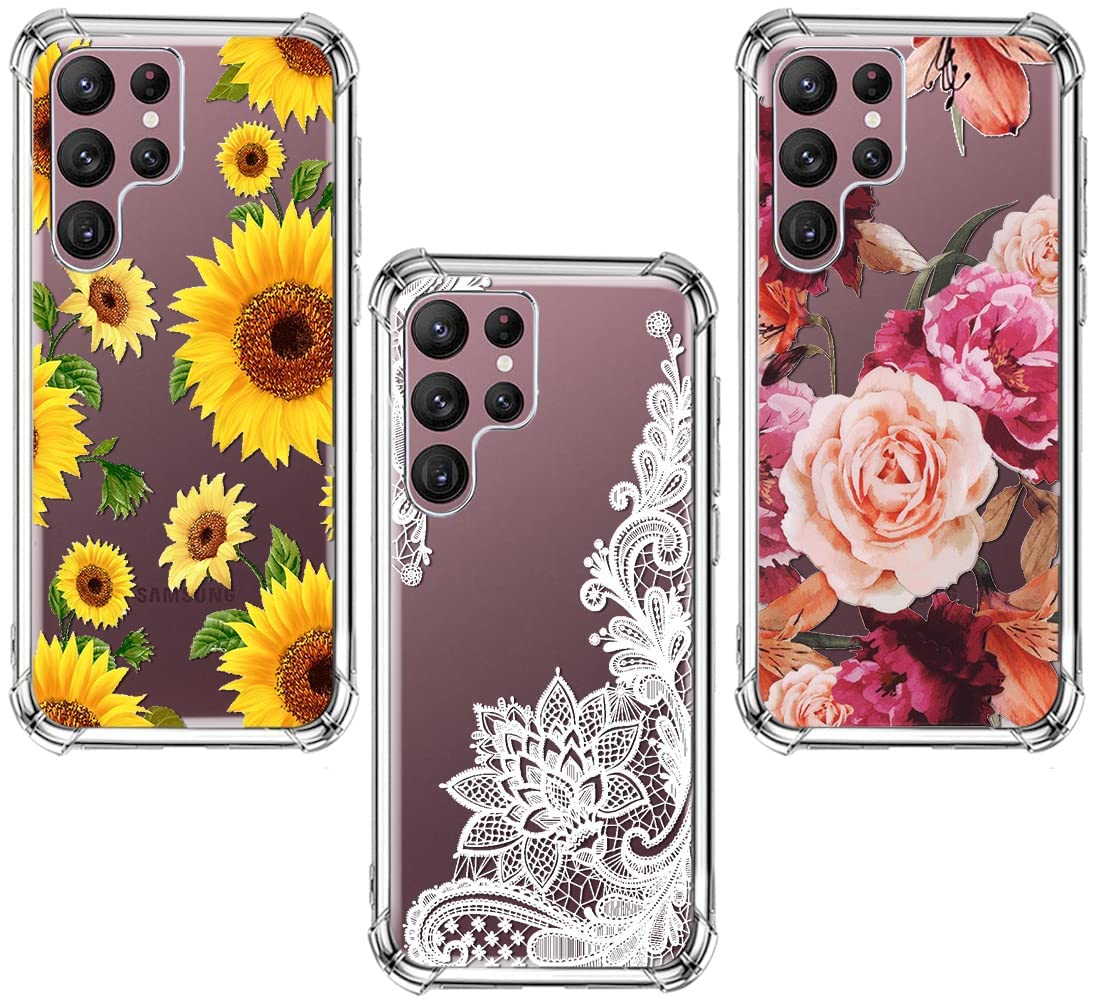 Yjrop (3 Pack) For Samsung Galaxy S23 Ultra Case, Soft Clear Tpu [Scratch Resistant] Drop Silicone Bumper Protection Shockproof