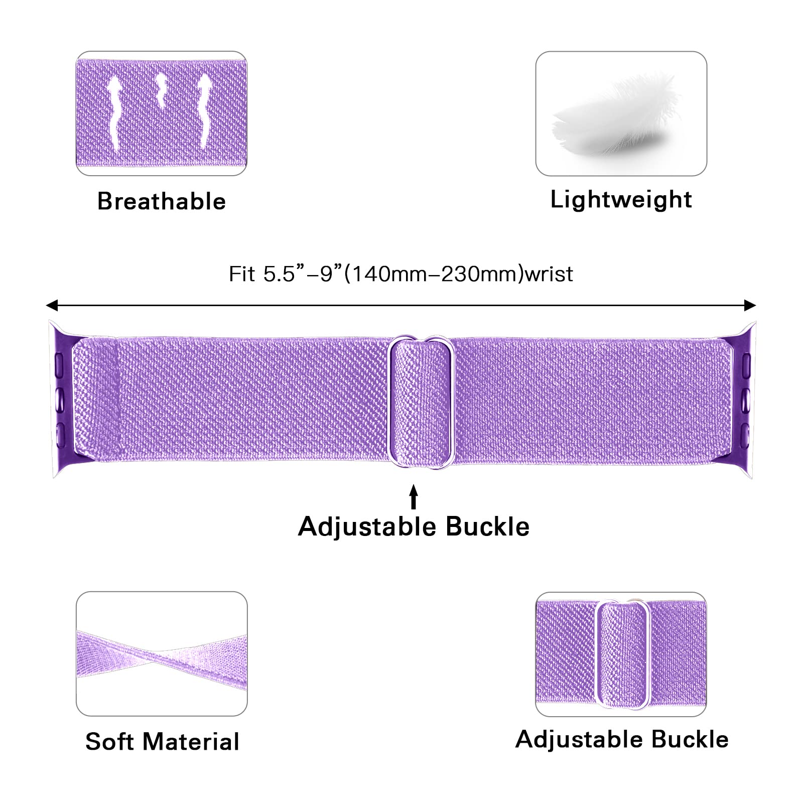 Miterv Stretchy Nylon Loop Bands Compatible With Apple Watch 38Mm 40Mm 42Mm 44Mm 45Mm 49Mm Adjustable Soft Elastics Strap Compat