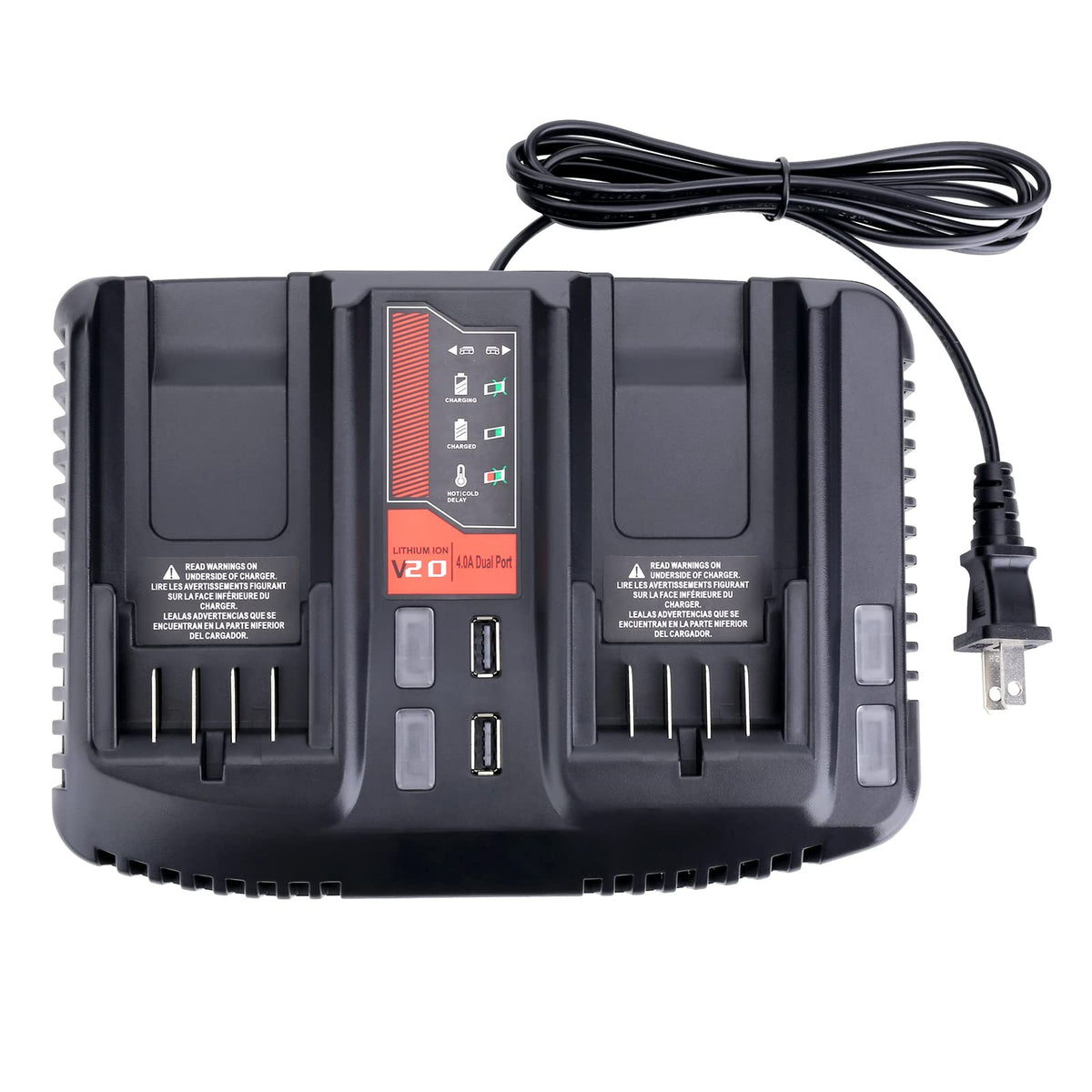 Gonocop Cmcb124 Dual Port V20 Battery Fast Charger Replacement For Craftsman 20V Max Lithium Cmcb202 Cmcb204 Cmcb206 With 2 Usb