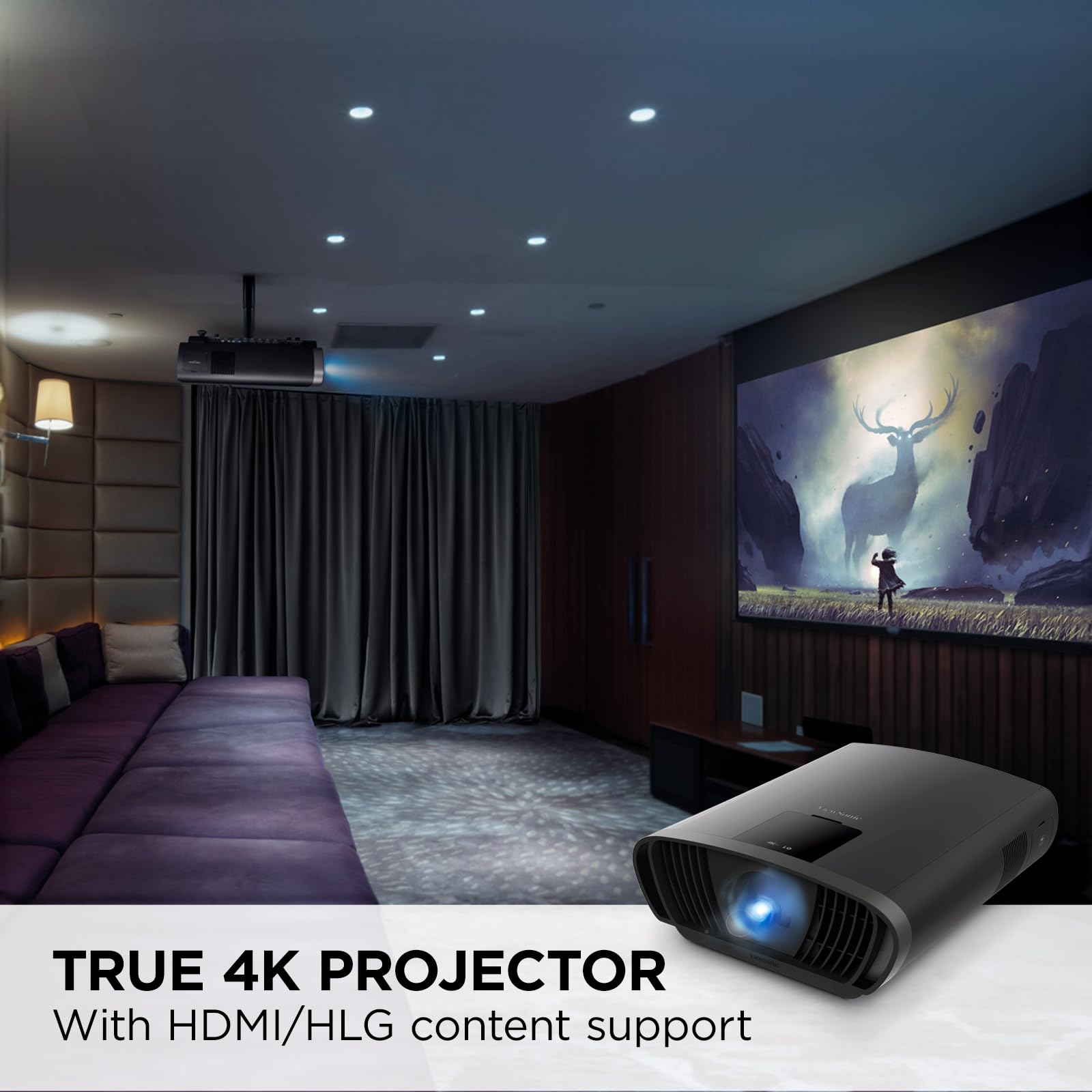 Viewsonic X100-4K 4K Uhd Projector With 1200 Ansi Lumens, Harman Kardon Speakers, Hdmi, Usb, 125% Rec 709, And Frame Interpolati